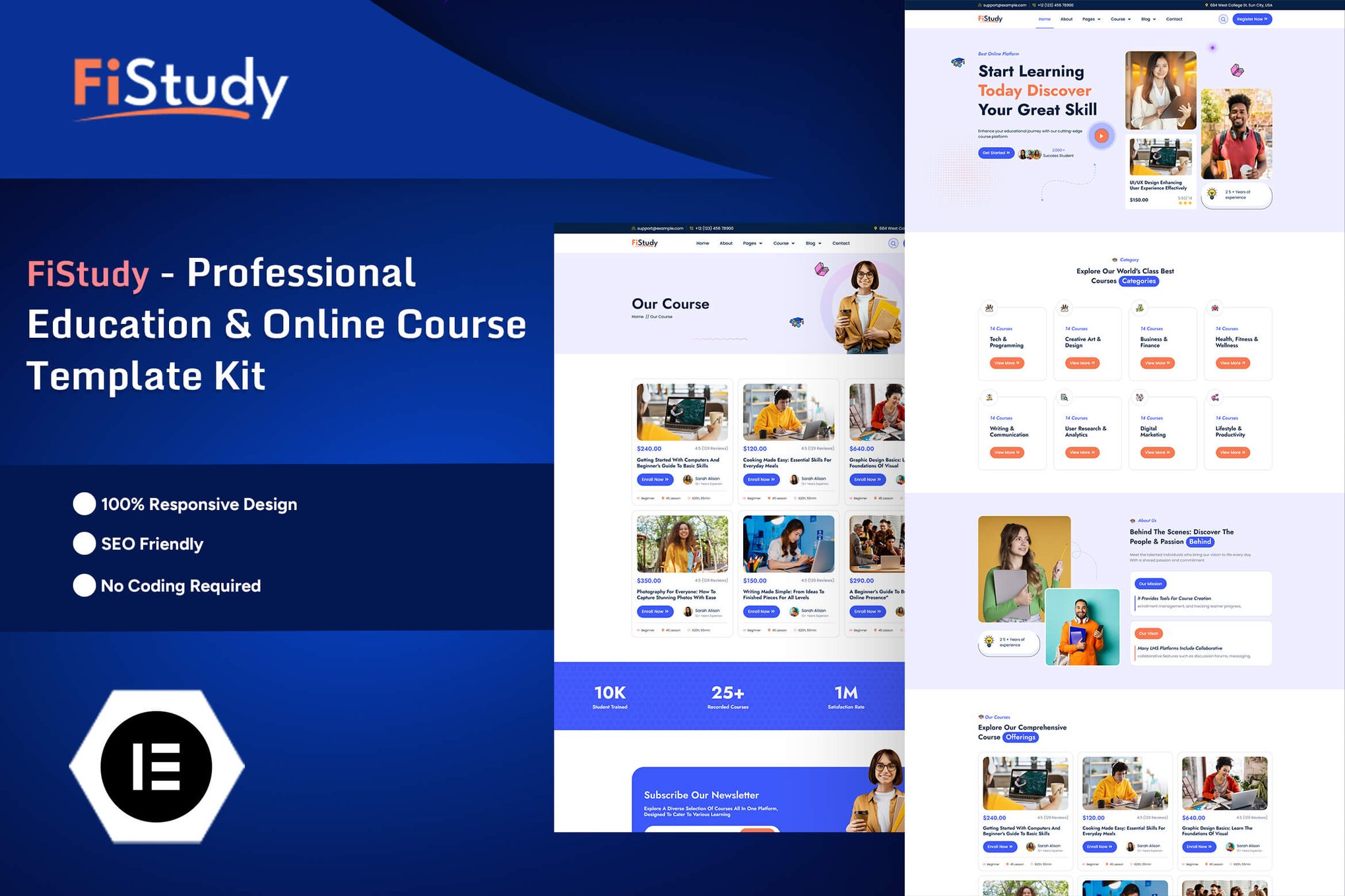 FiStudy - Professional Education & Online Course Elementor Pro Template Kit template kit cover image