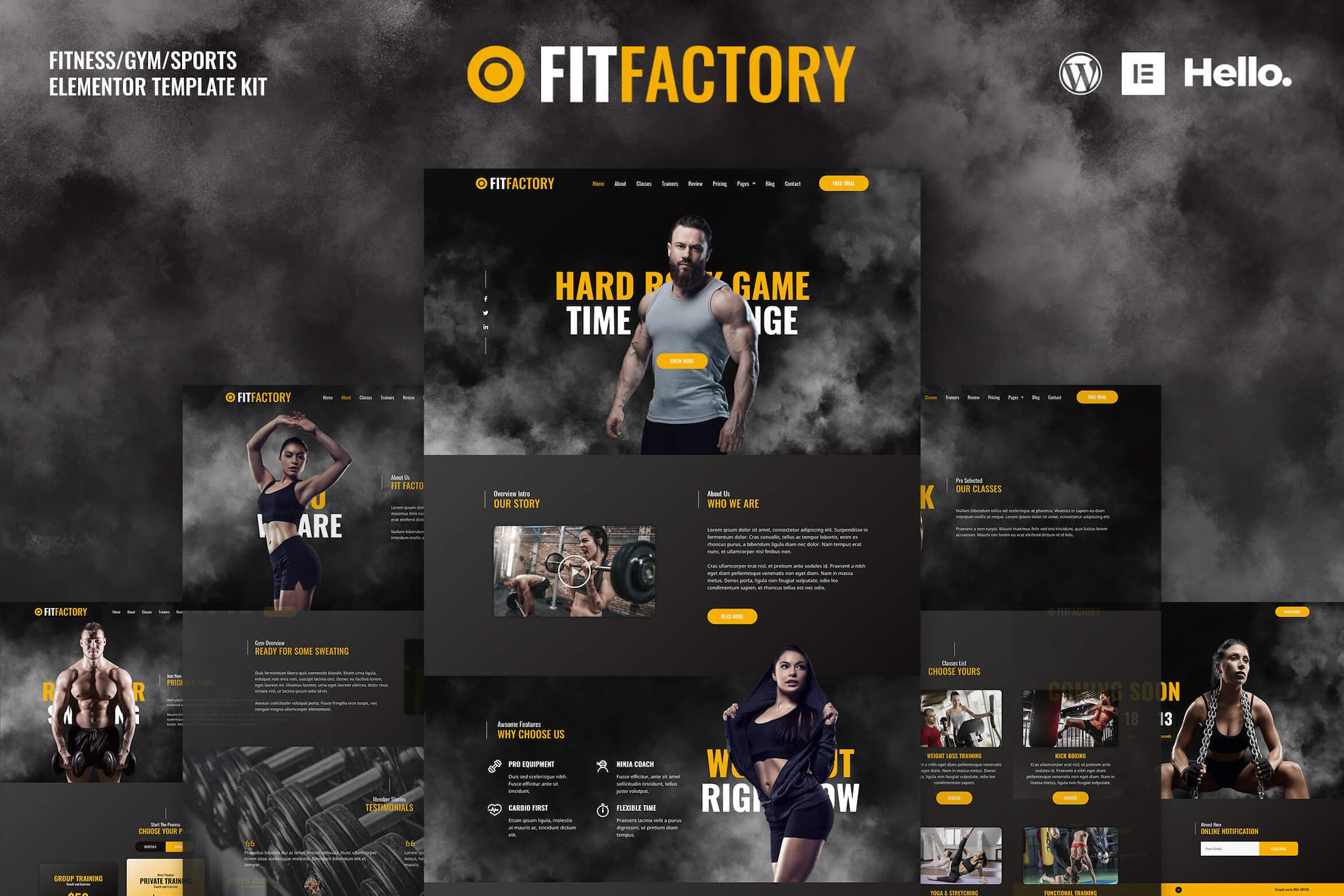 Fit Factory - Fitness Gym Elementor Template Kit template kit cover image