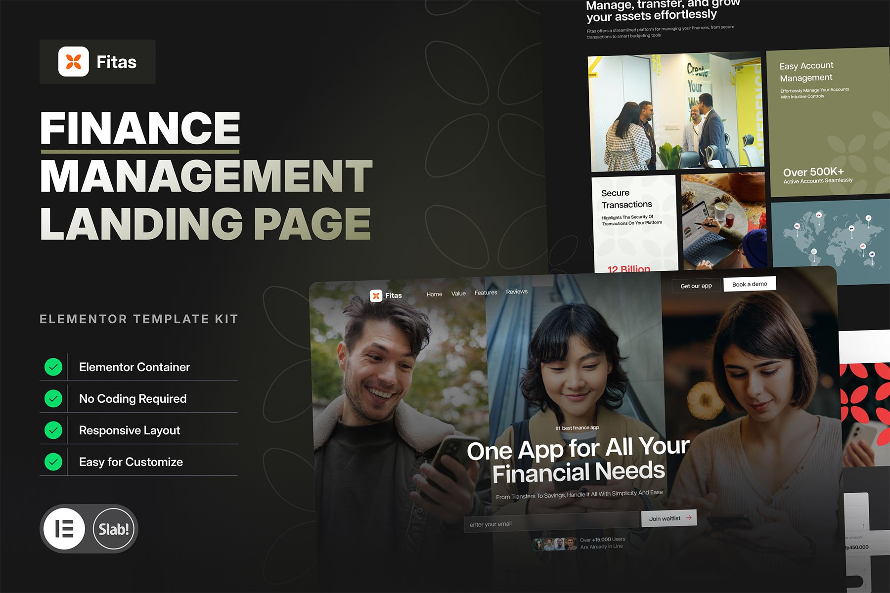 Fitas - Finance Management Elementor Pro Template Kit template kit cover image