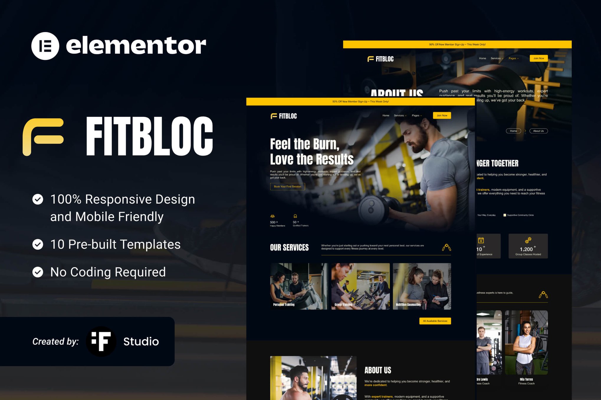 Fitbloc – Fitness & Wellness Elementor Template Kit template kit cover image