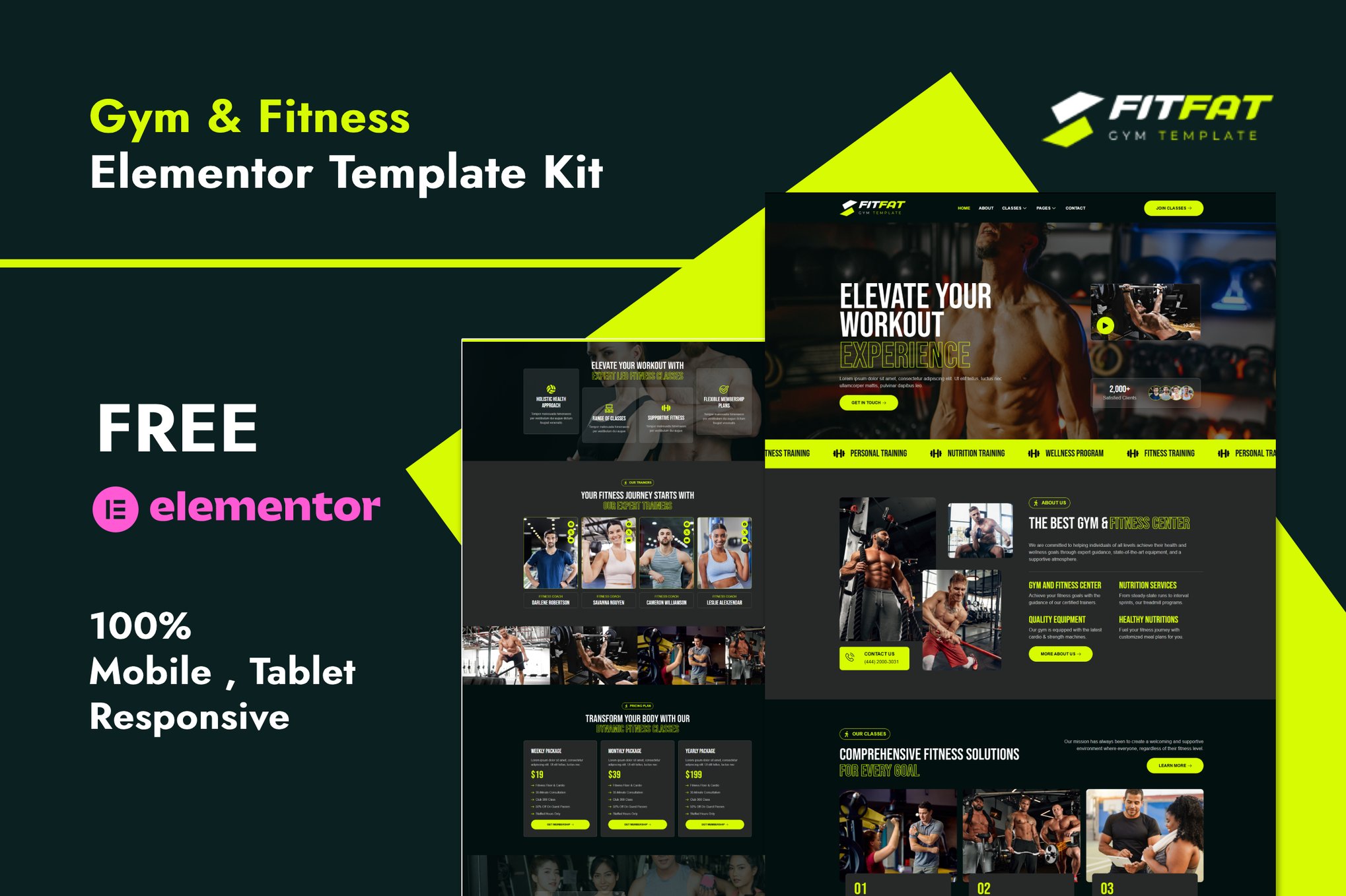 Fitfat - Gym & Fitness Elementor Template Kit template kit cover image