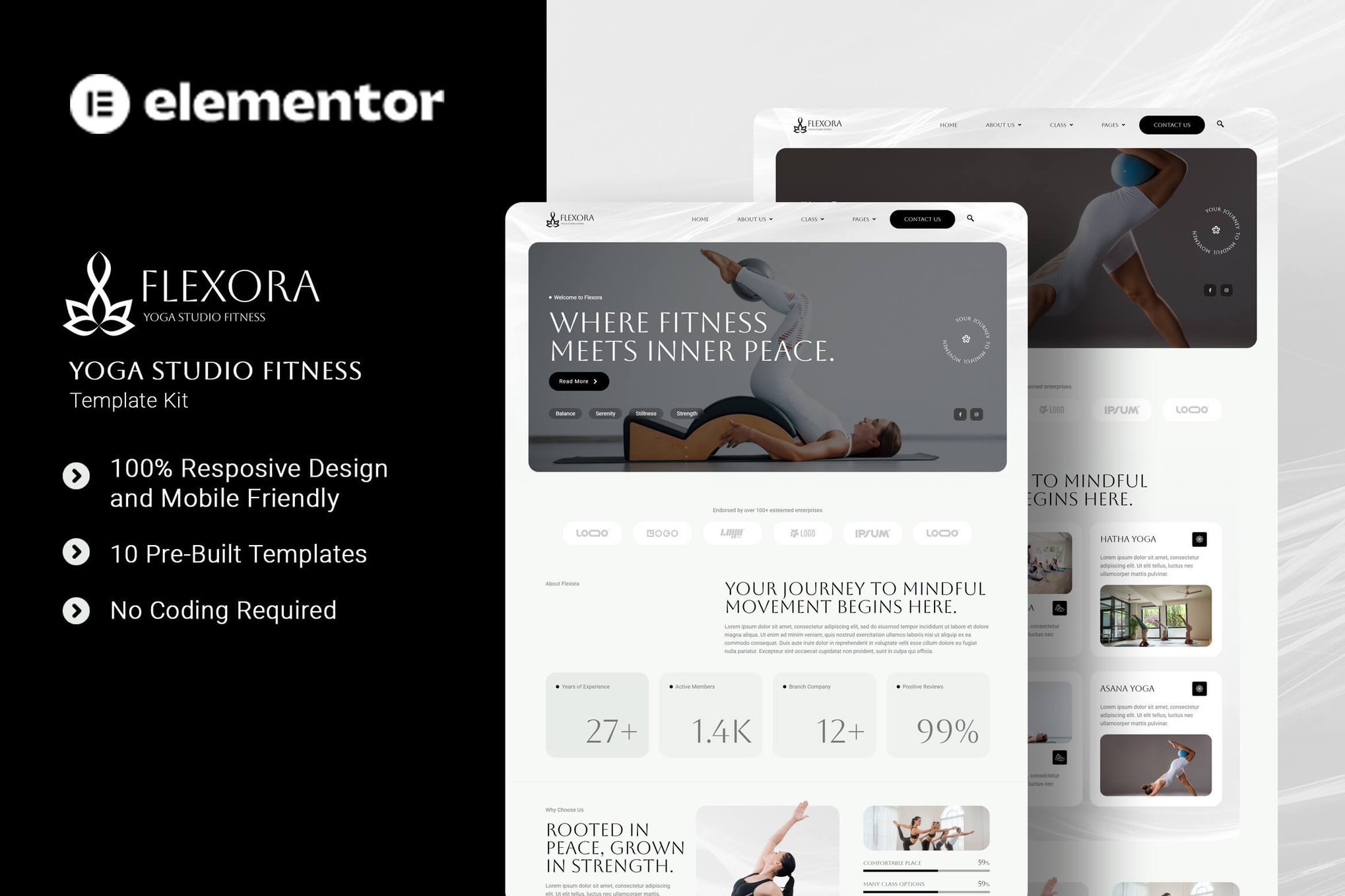 Flexora - Yoga Studio Fitness Elementor Template Kit template kit cover image