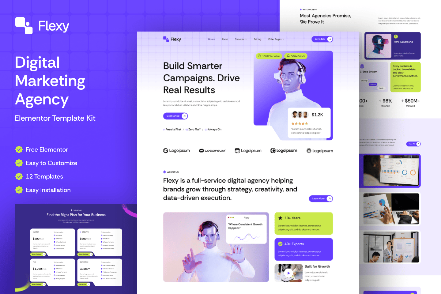 Flexy - Digital Marketing Agency Elementor Template Kit template kit cover image