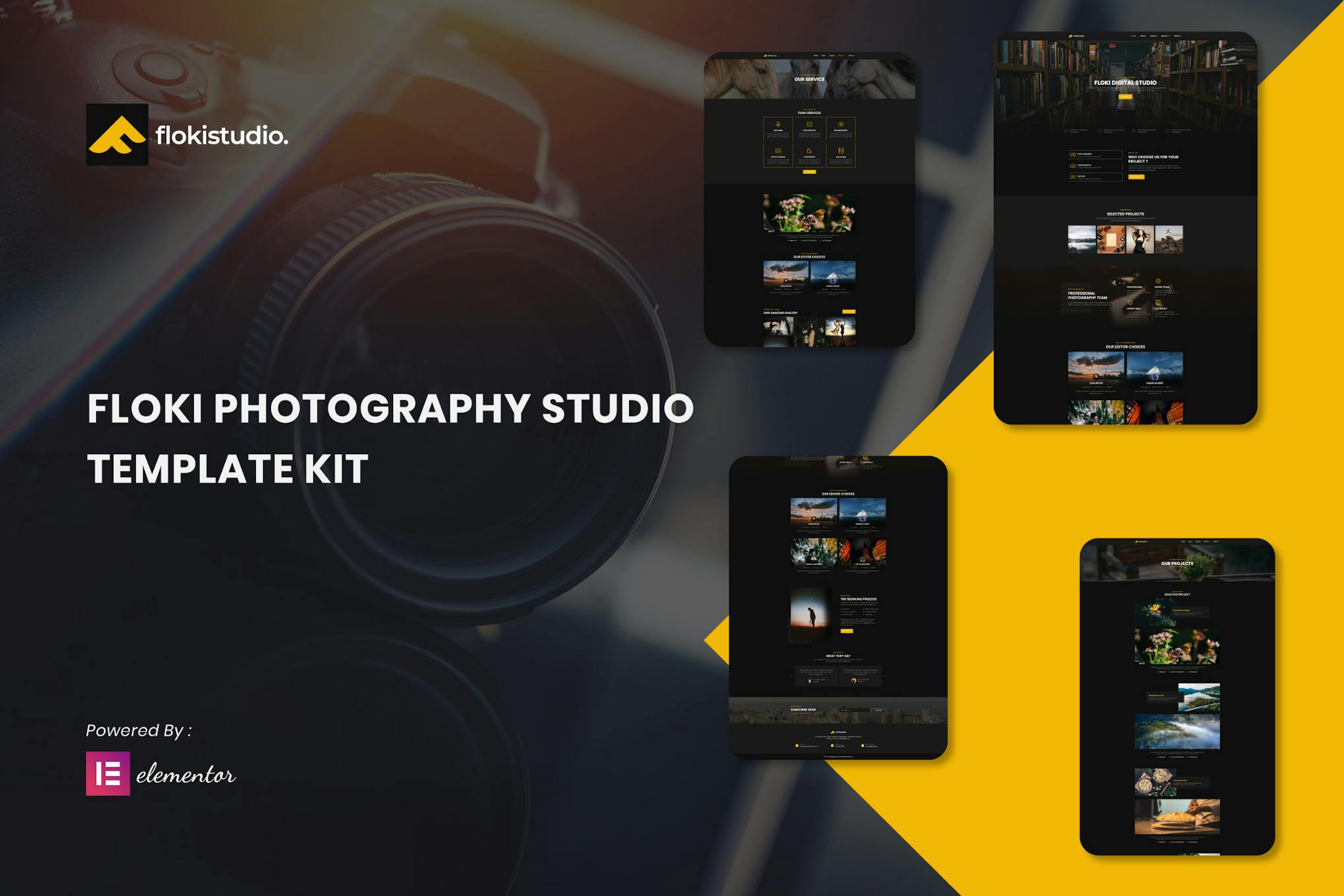 Floki - Photography Studio Elementor Template Kit template kit cover image