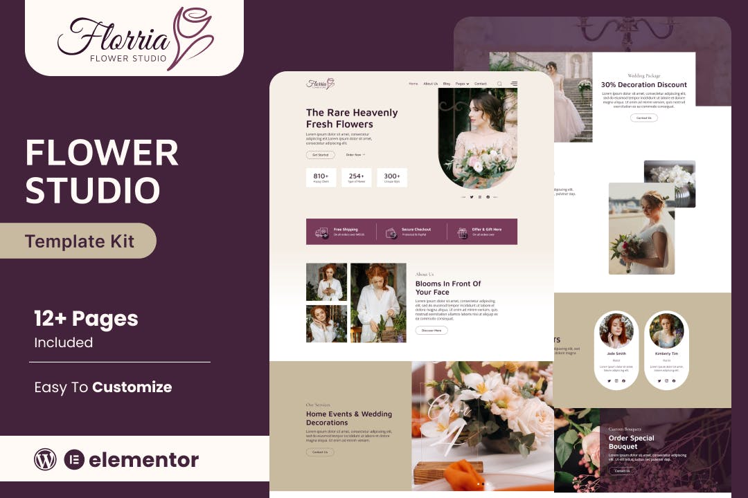 Floria - Flower Boutique & Decoration Elementor Template Kit template kit cover image
