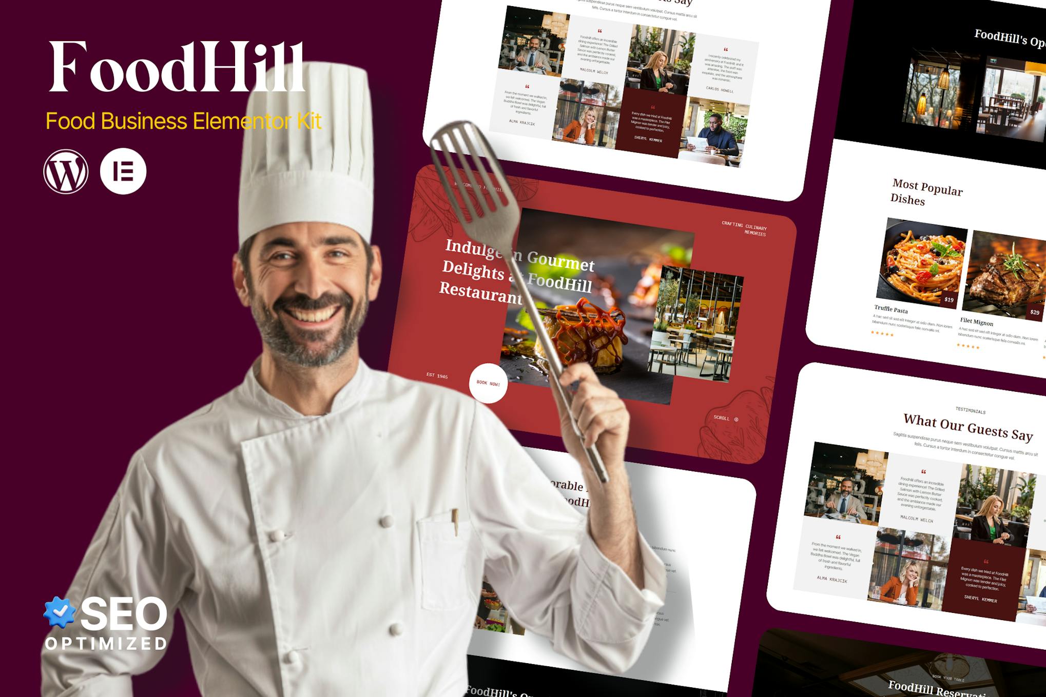 FoodHill - Restaurant Elementor Template Kit template kit cover image
