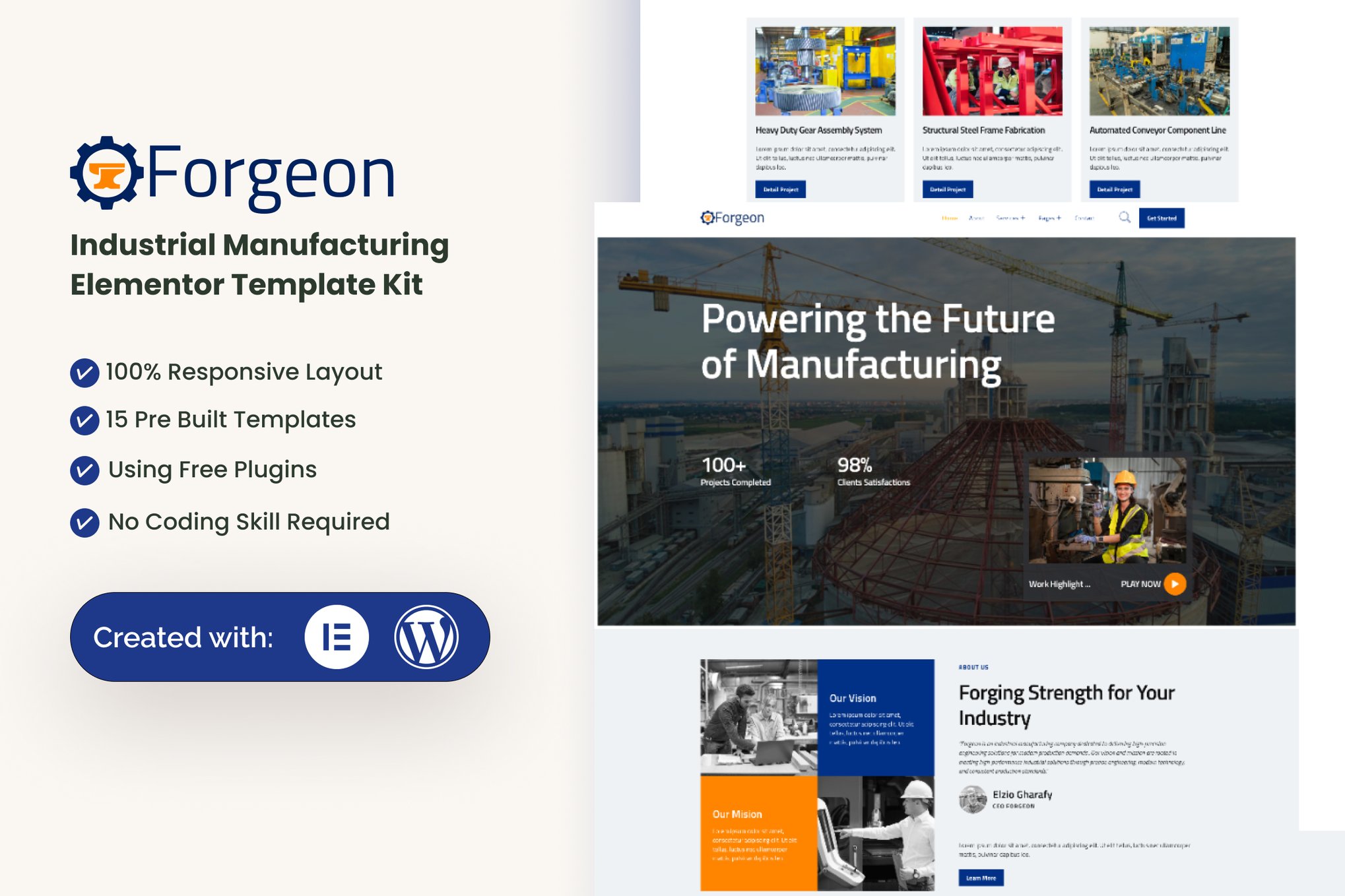 Forgeon - Industrial & Manufacturing Elementor Template Kit template kit cover image