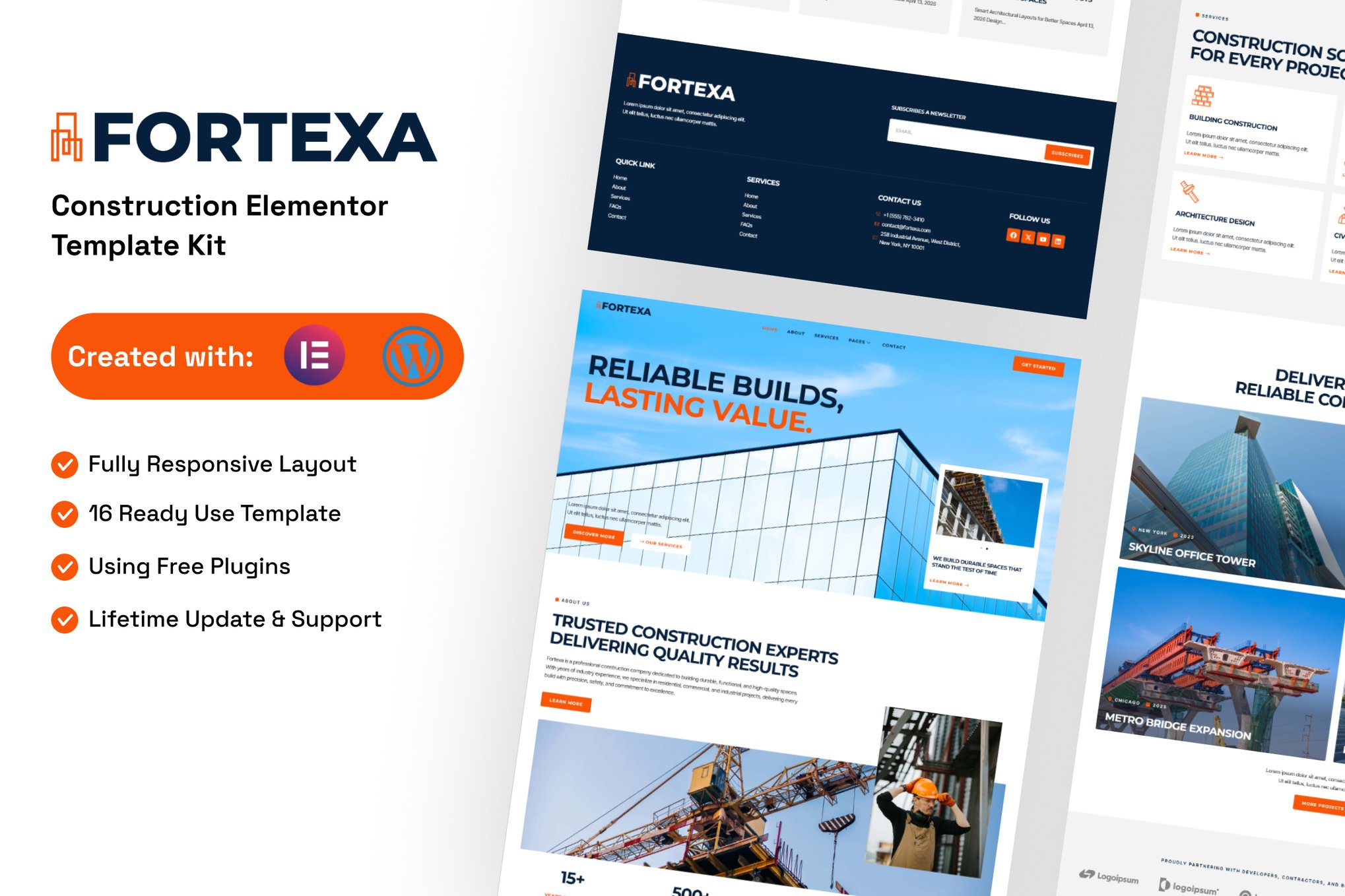 Fortexa - Construction Elementor Template Kit template kit cover image