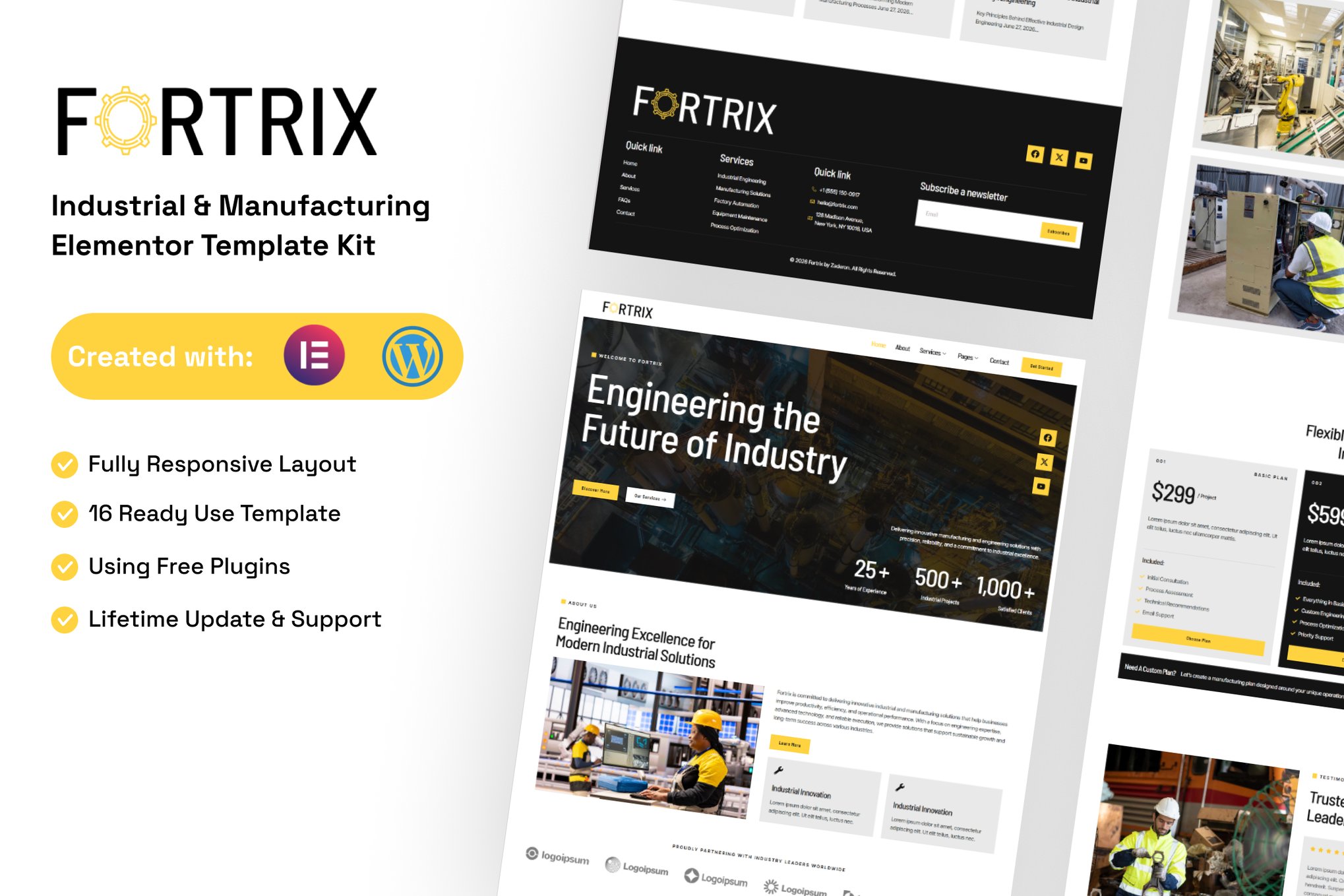 Fortrix - Industrial & Manufacturing Elementor Template Kit template kit cover image