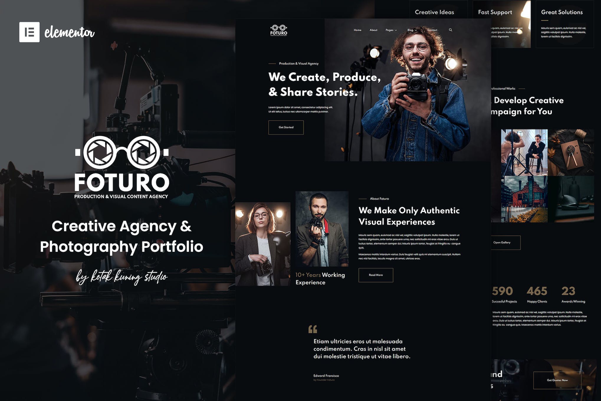 Foturo - Photography Portfolio & Creative Agency Elementor Template Kit template kit cover image