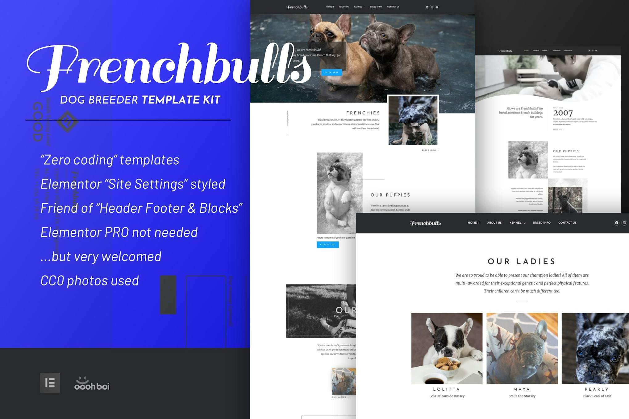 Frenchbulls - Dog Breeder Elementor Template Kit template kit cover image