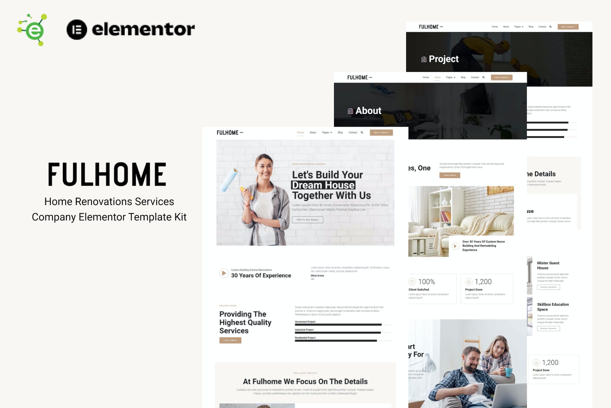 Fulhome - Home Renovations & Repair Company Elementor Pro Template Kit template kit cover image