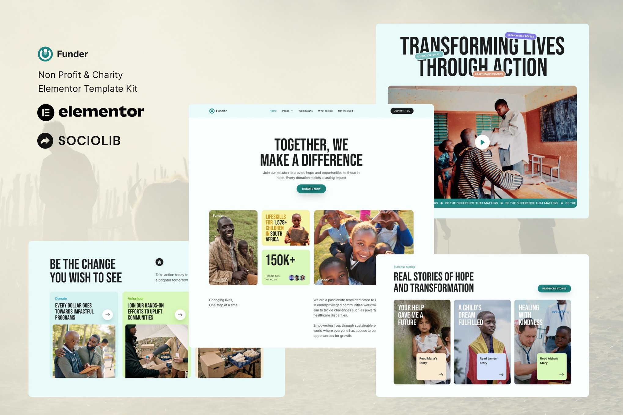 Funder - Non Profit & Charity Elementor Template Kit template kit cover image