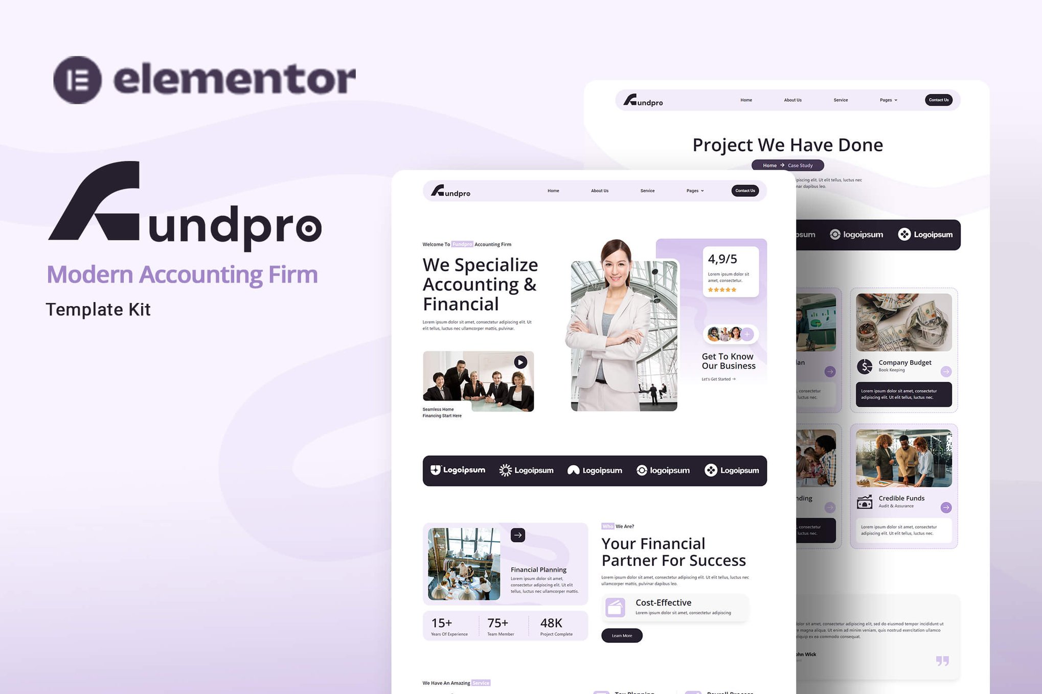 Fundpro - Modern Accounting Firm Elementor Template Kit template kit cover image