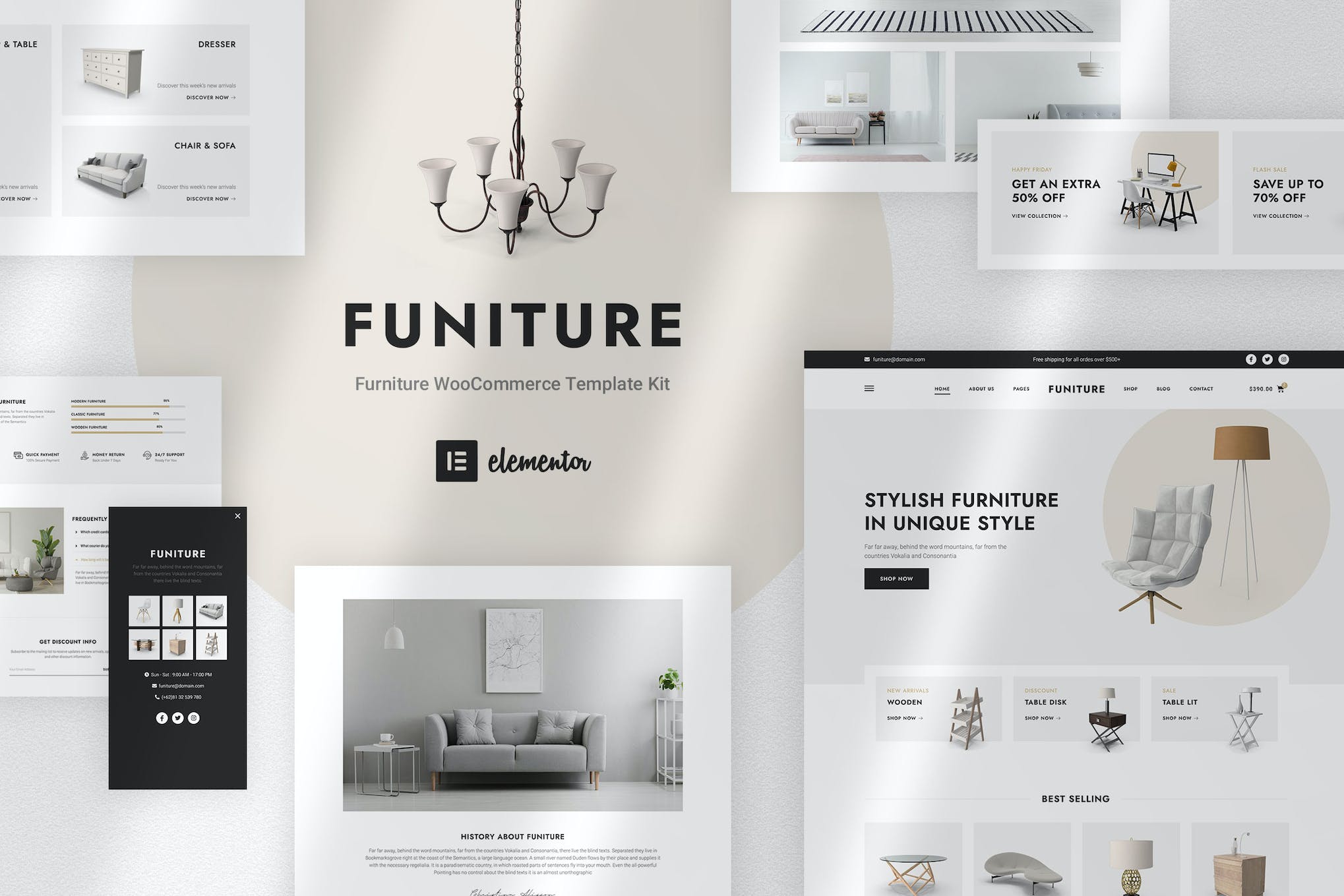 Funiture - Furniture Shop Elementor Template Kit template kit cover image