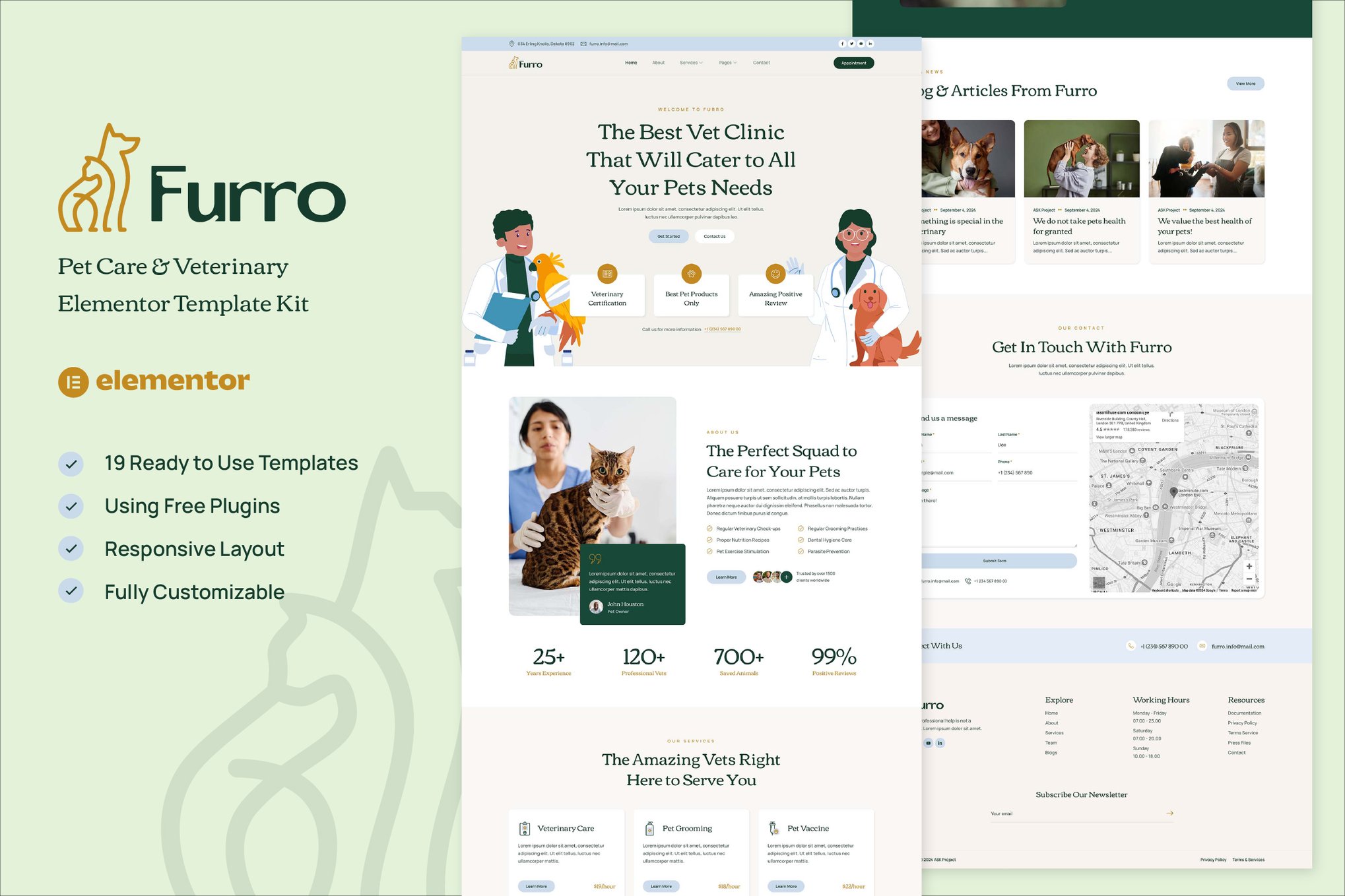 Furro - Pet Care & Veterinary Elementor Template Kit template kit cover image