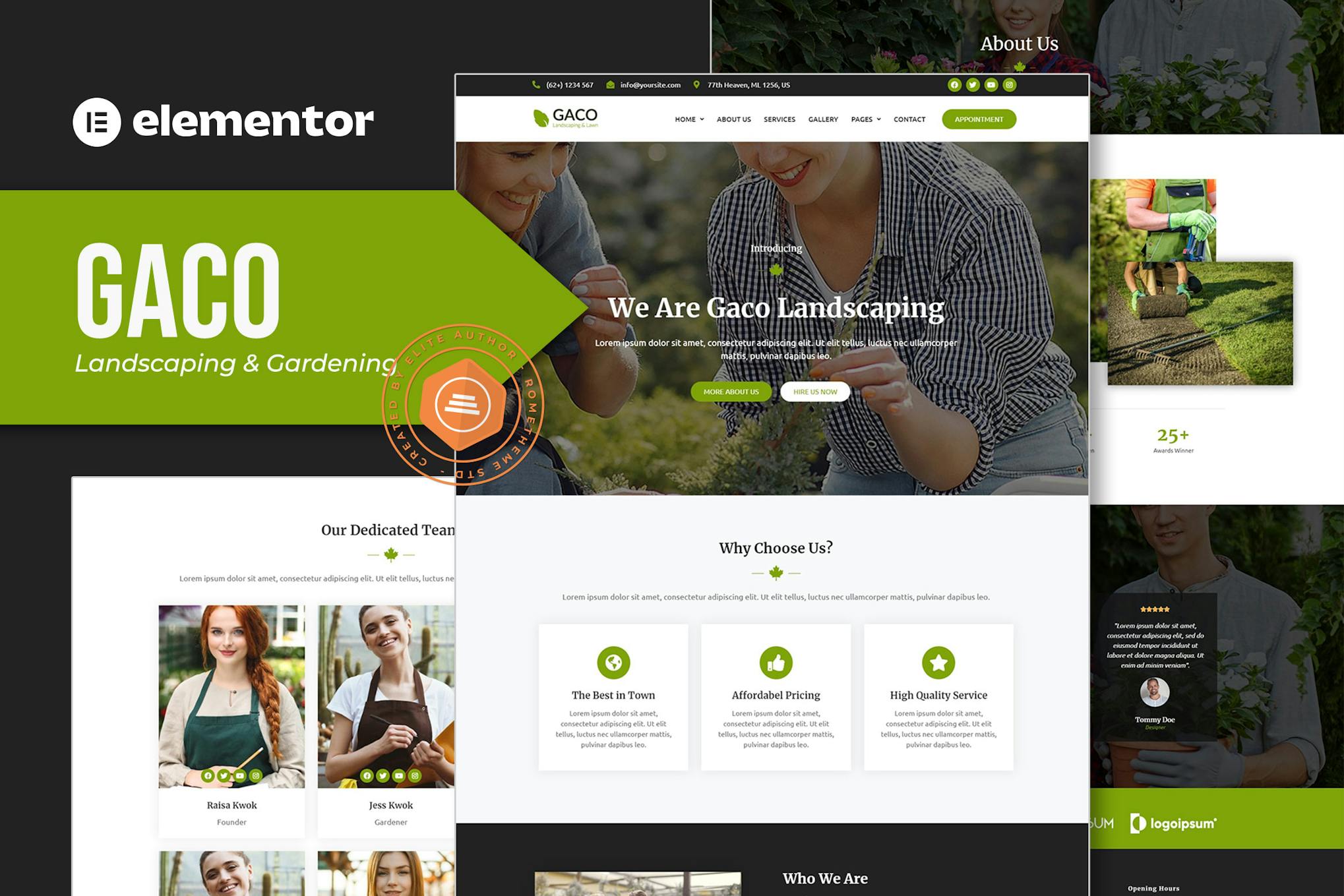 Gaco - Landscape & Gardening Elementor Template Kit template kit cover image