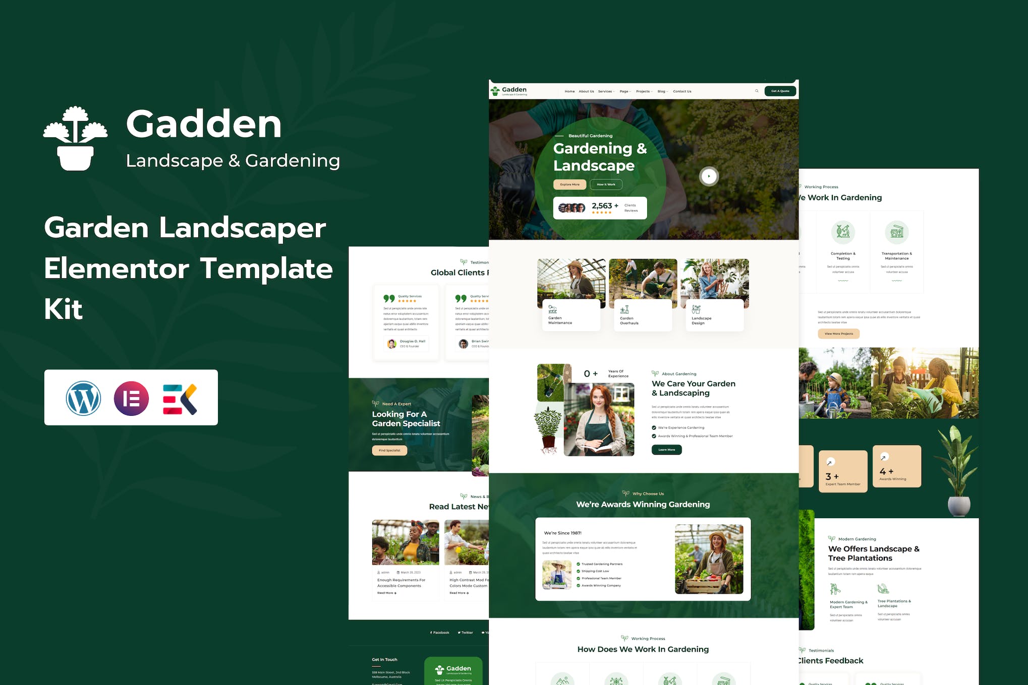 Gadden - Garden & Landscaping Elementor Template Kit template kit cover image