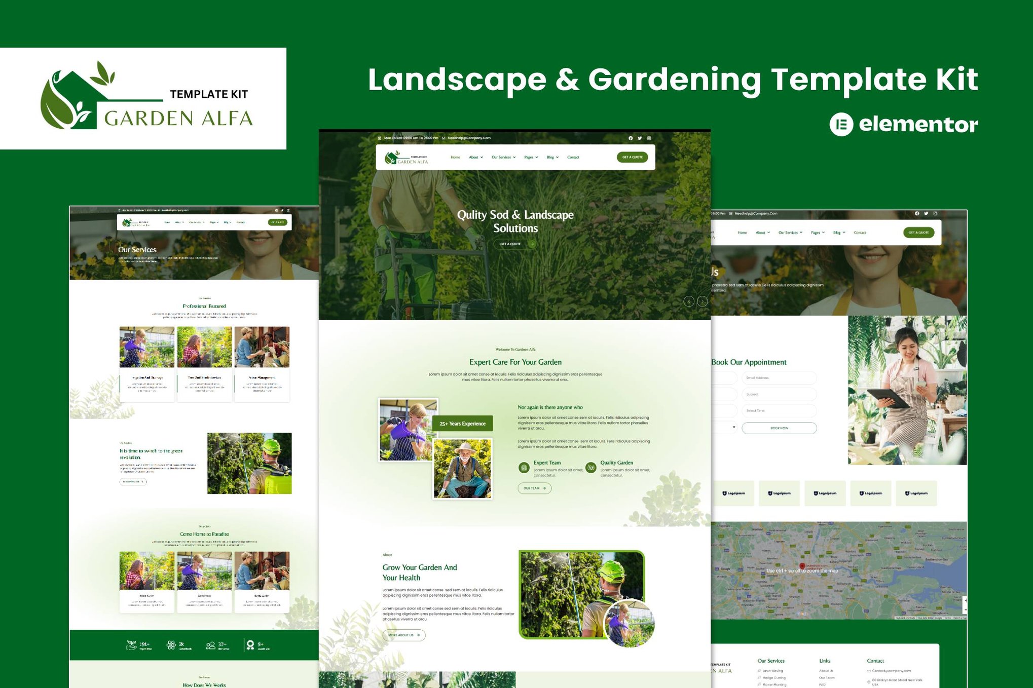 Garden Alfa - Landscape & Gardening Elementor Template Kit template kit cover image
