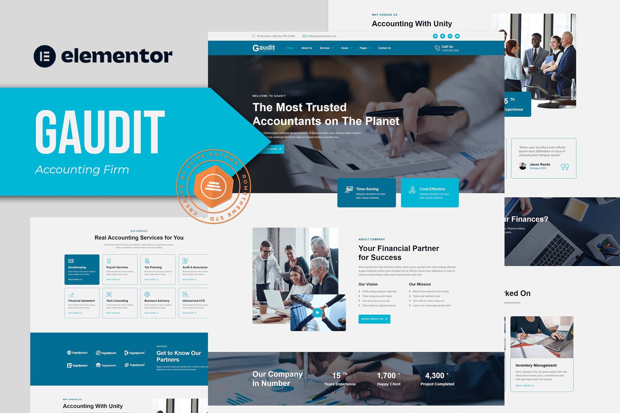 Gaudit - Accounting Firm Elementor Template Kit template kit cover image