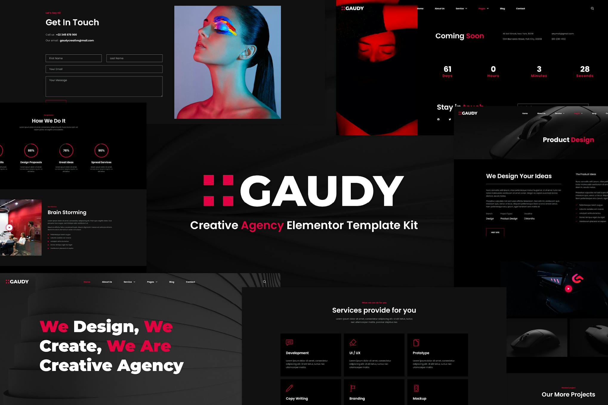 Gaudy – Dark Digital Agency Elementor Template Kit template kit cover image