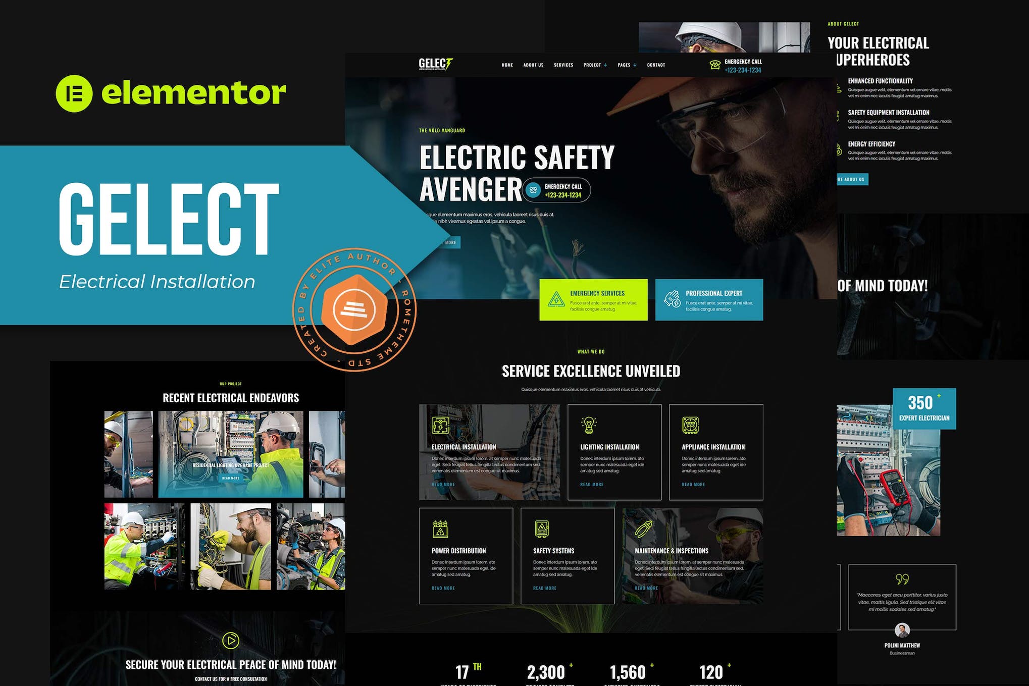 Gelect - Electrical Installation & Maintenance Elementor Template Kit template kit cover image