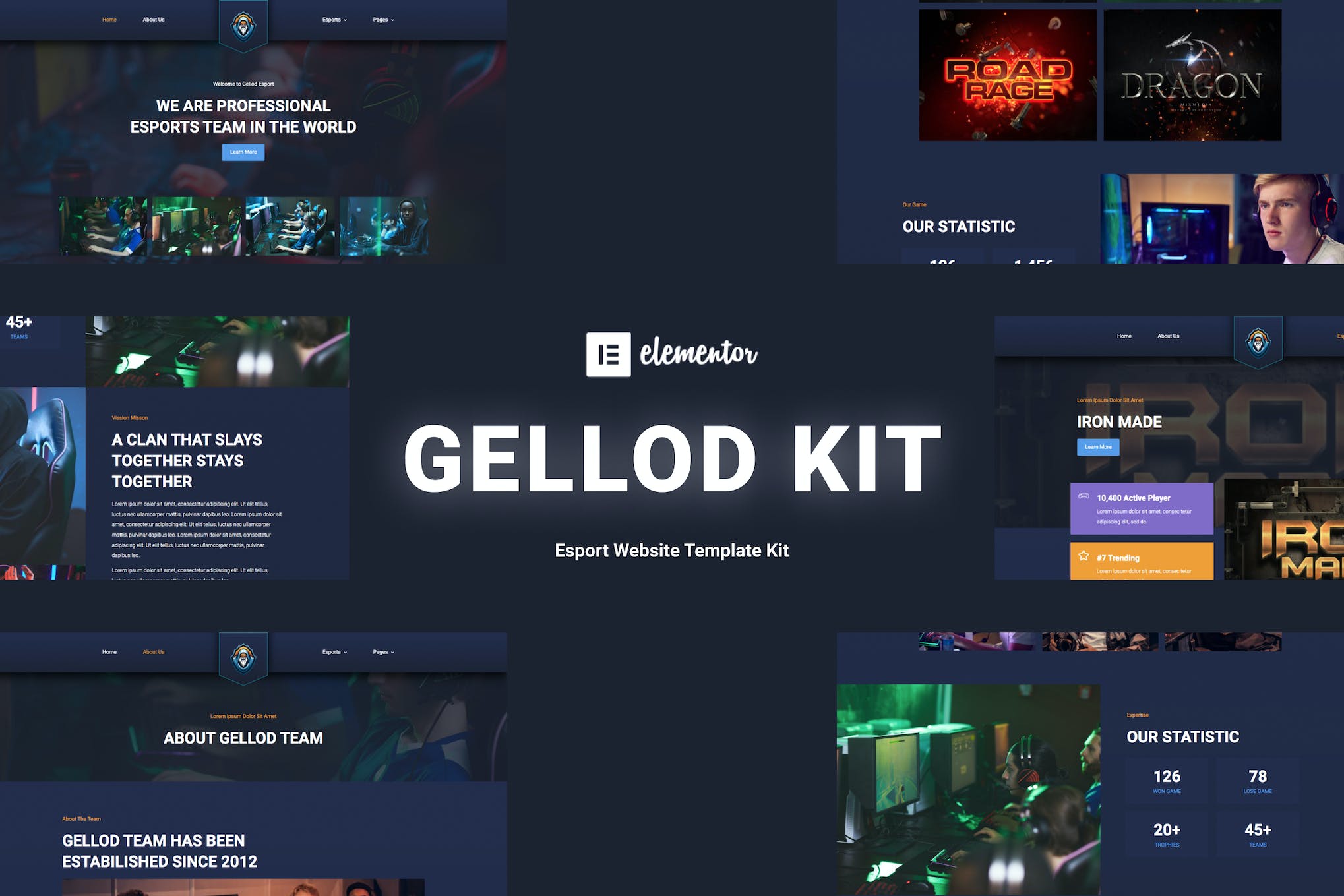 Gellod - Esport Gaming Elementor Template Kit template kit cover image