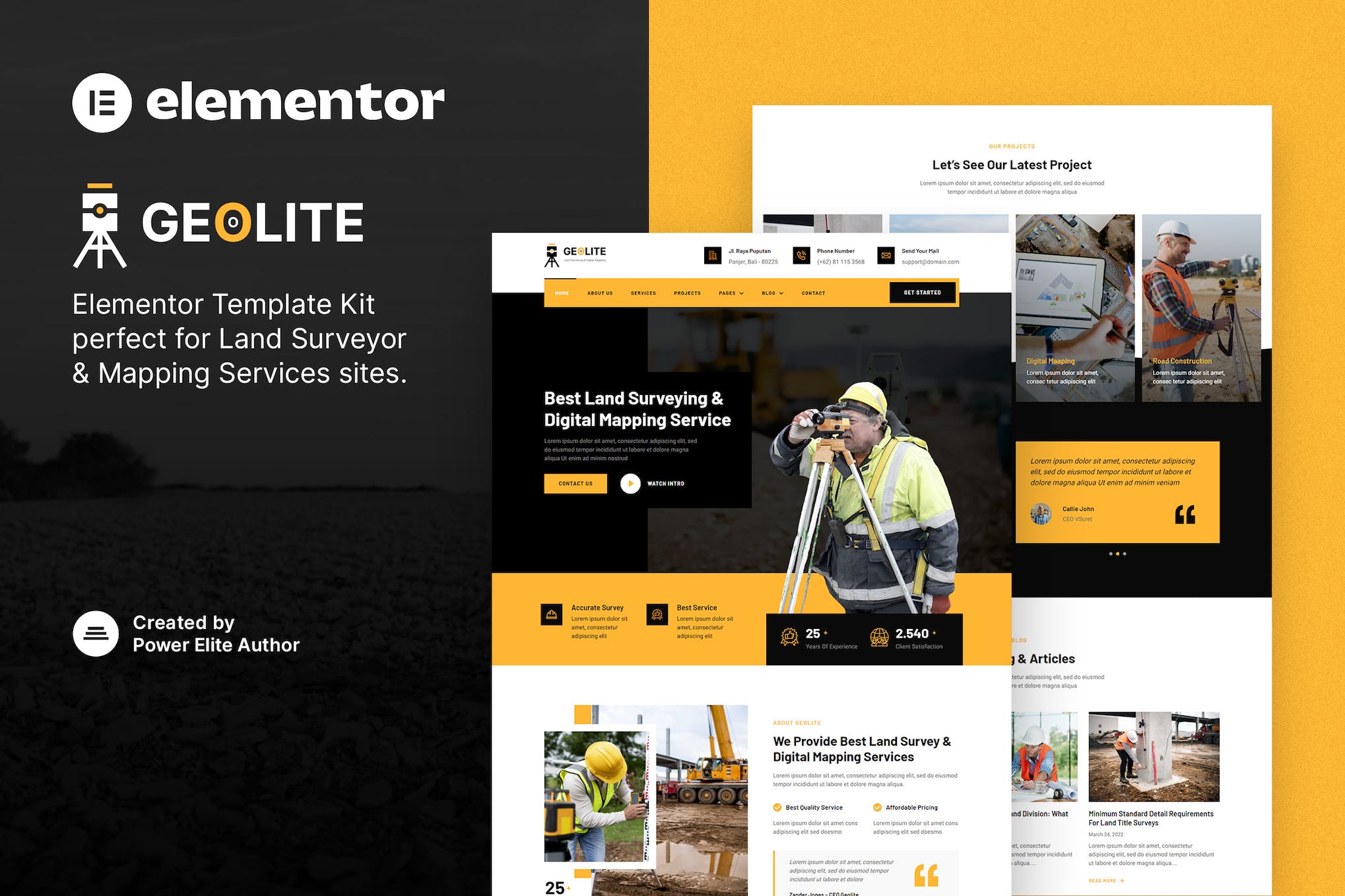 Geolite – Land Surveying & Digital Mapping Elementor Template Kit template kit cover image
