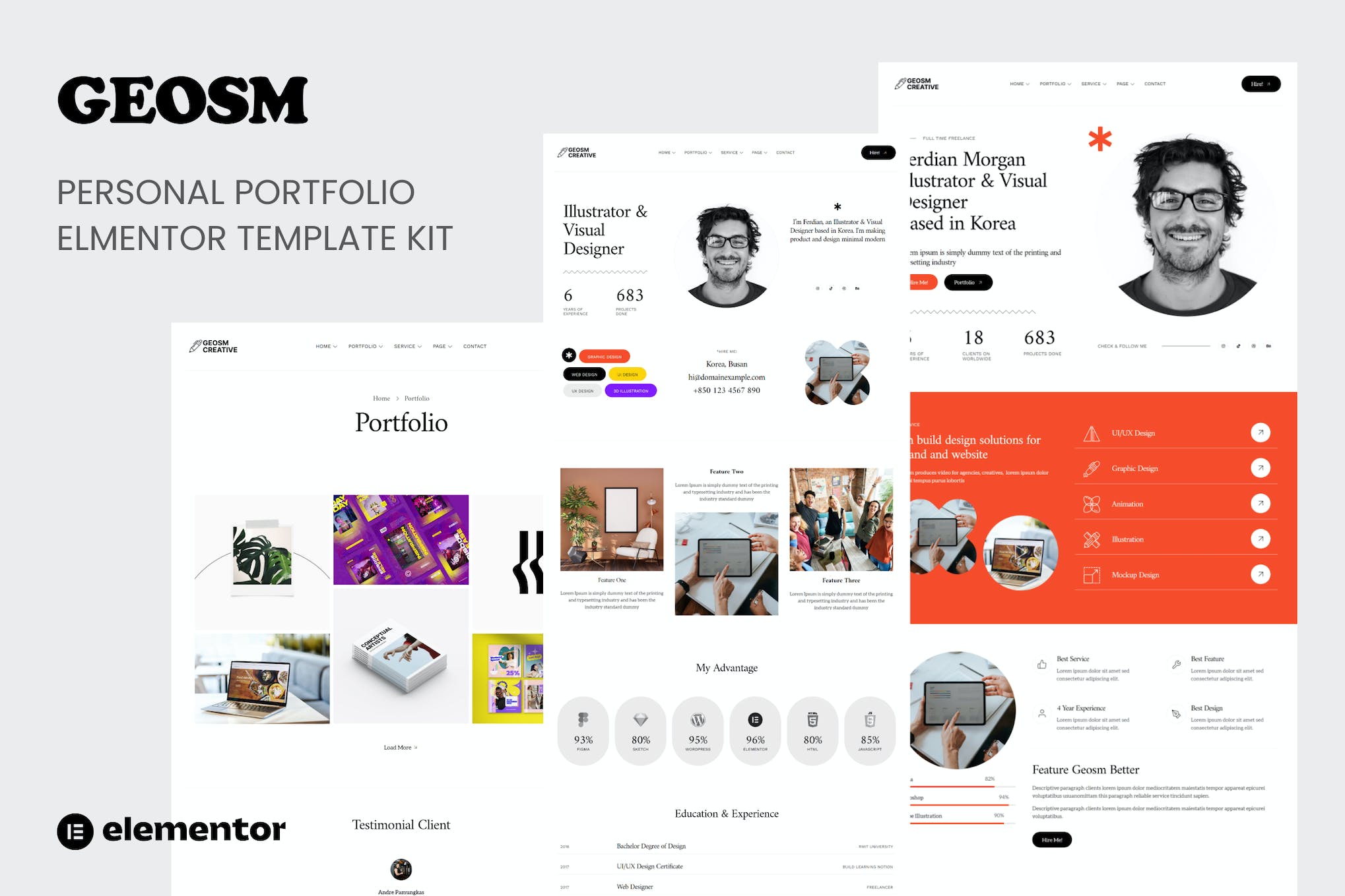 Geosm - Personal Portfolio Elementor Template Kits template kit cover image