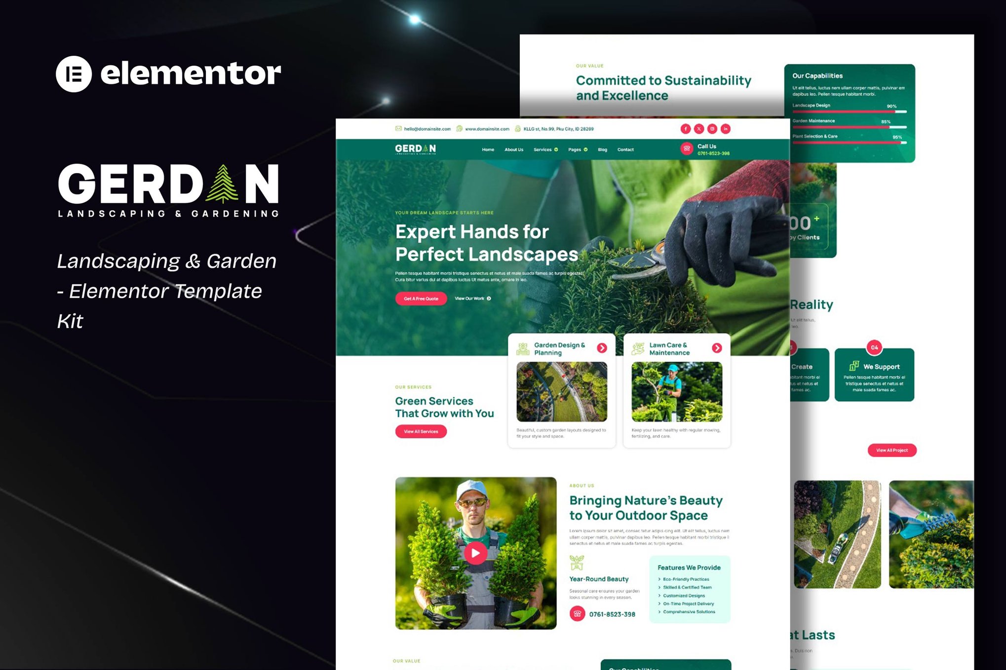 Gerdan - Landscaping & Gardening Elementor Template Kit template kit cover image