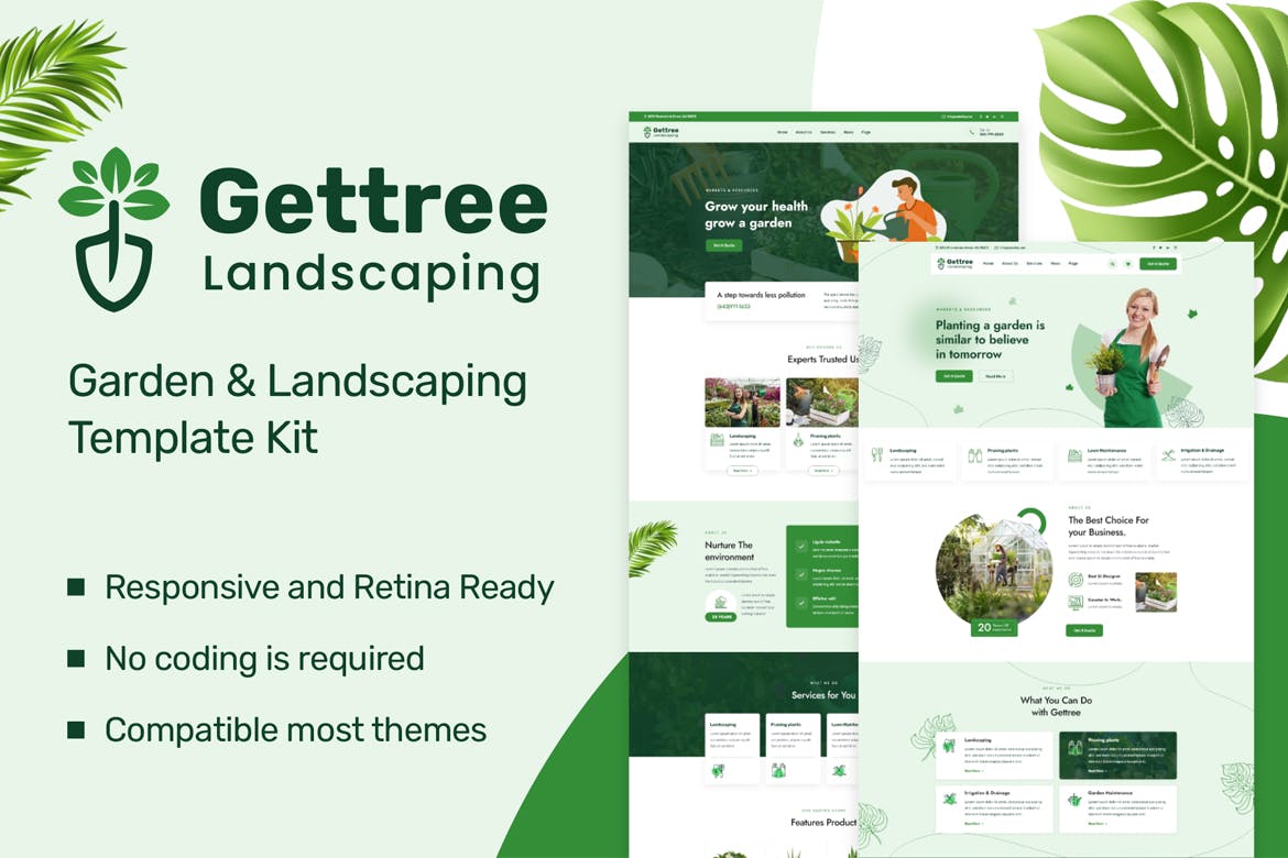 Gettree – Garden & Landscaping Elementor Template Kit template kit cover image