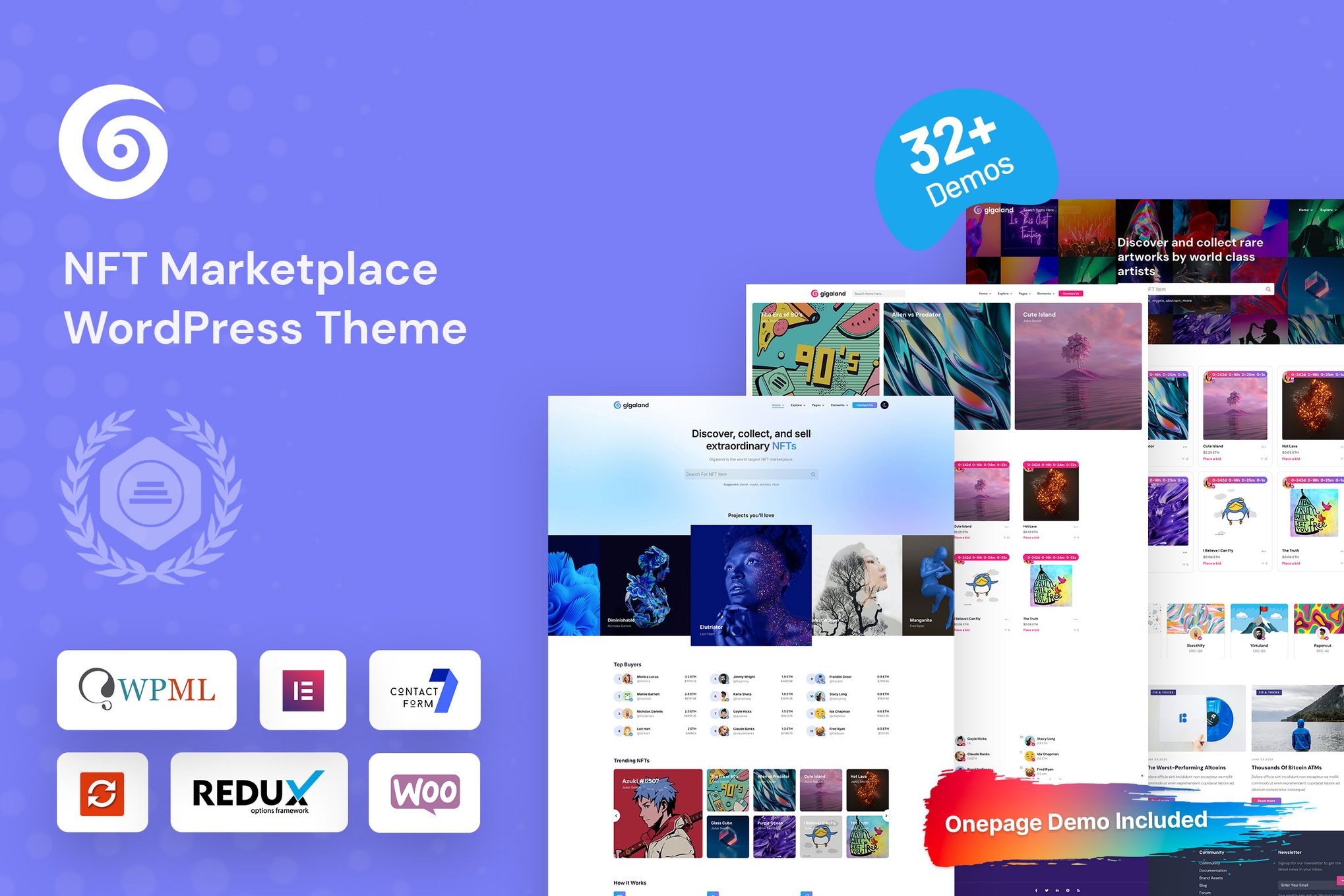 Gigaland - NFT Marketplace WordPress Theme theme cover image