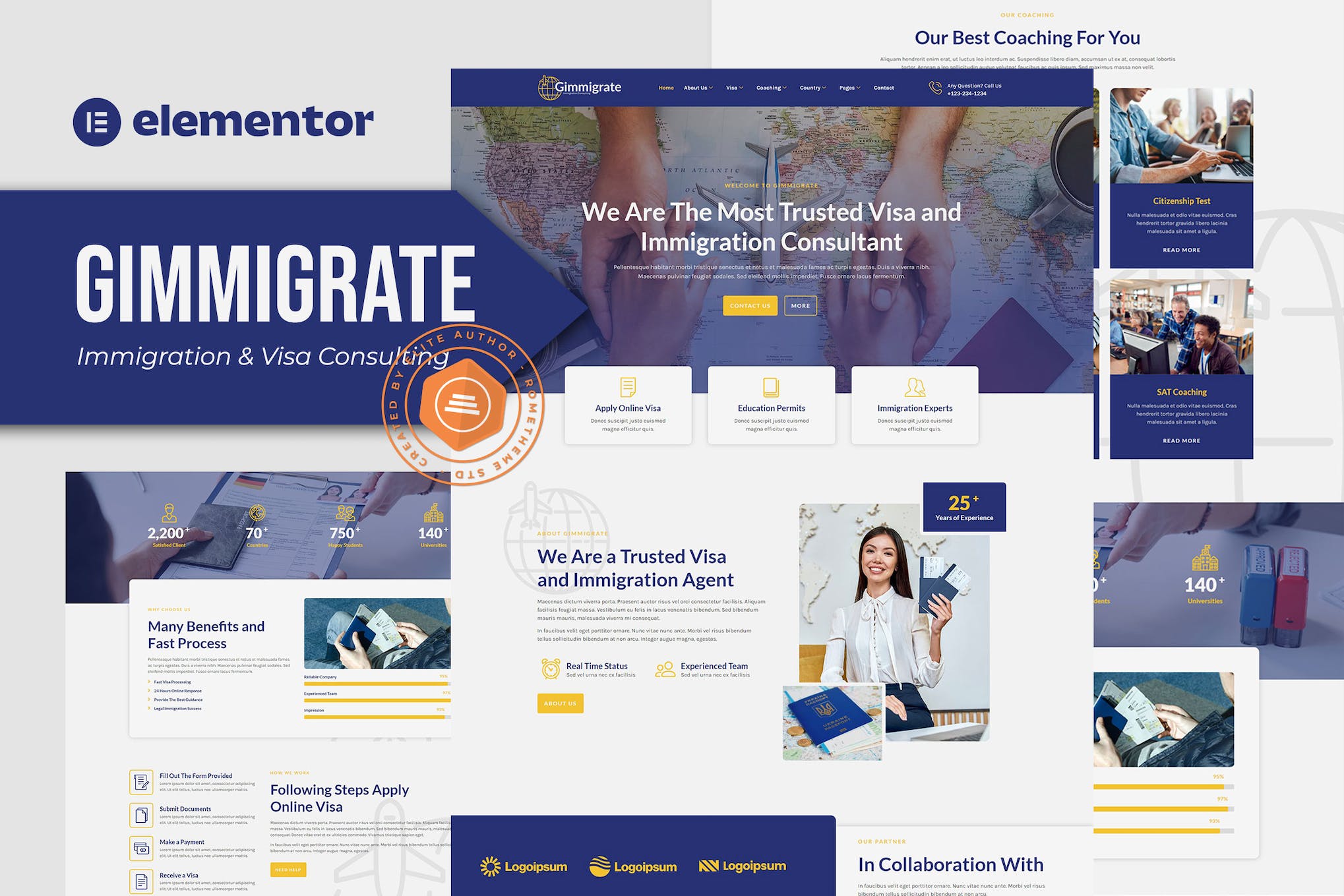 Gimmigrate - Immigration & Visa Consulting Elementor Template Kit template kit cover image