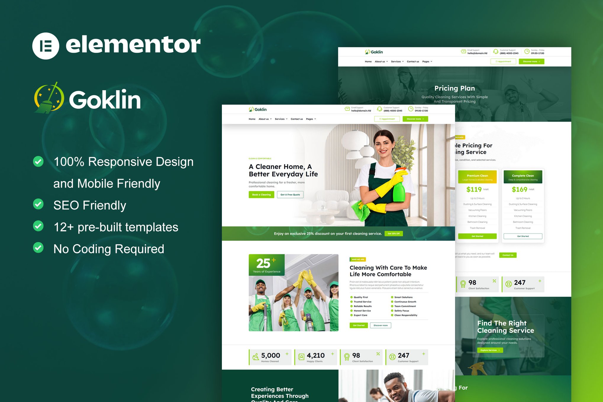 Goklin - Cleaning Service Elementor Pro Template Kit template kit cover image