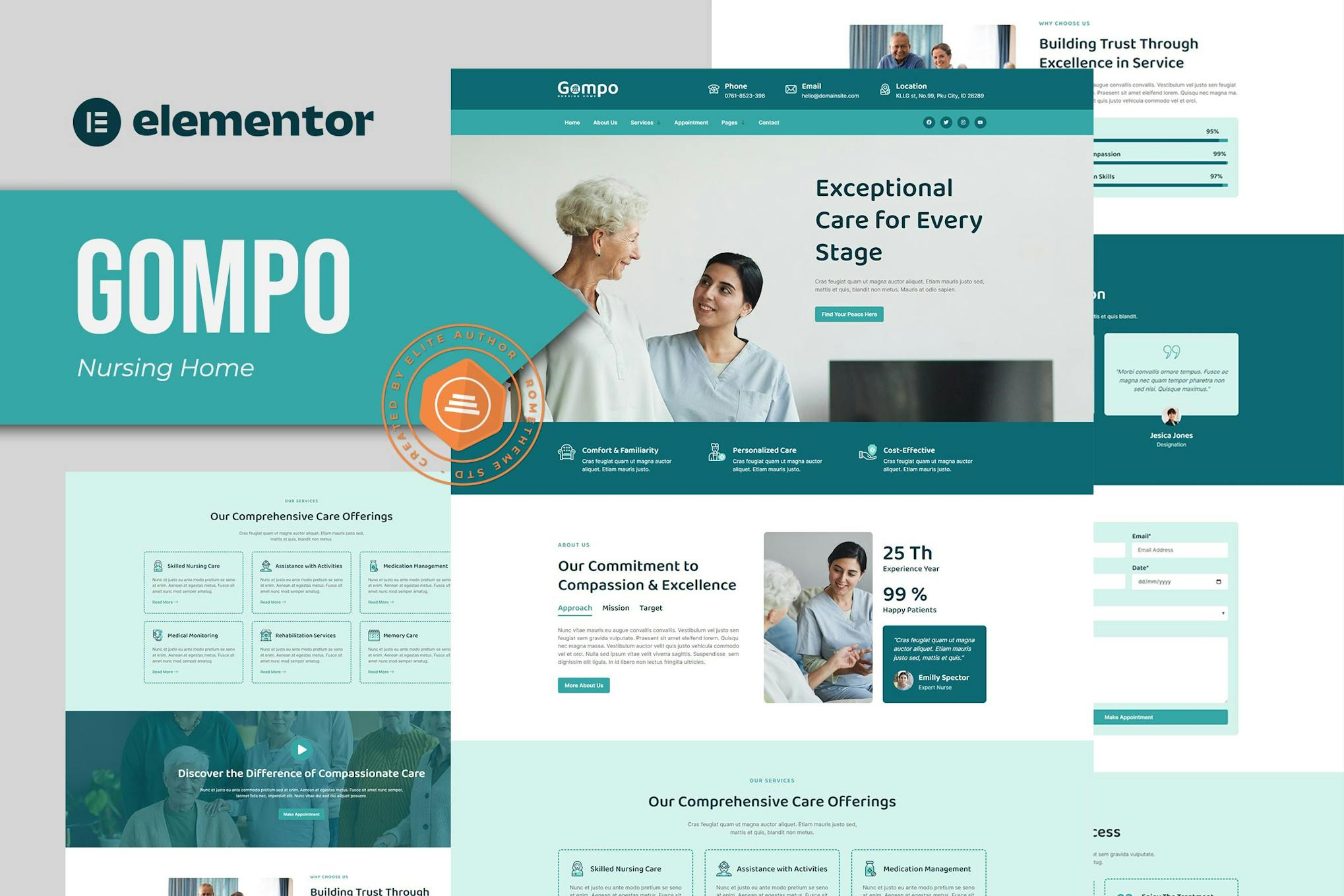 Gompo - Nursing Home Elementor Template Kit template kit cover image