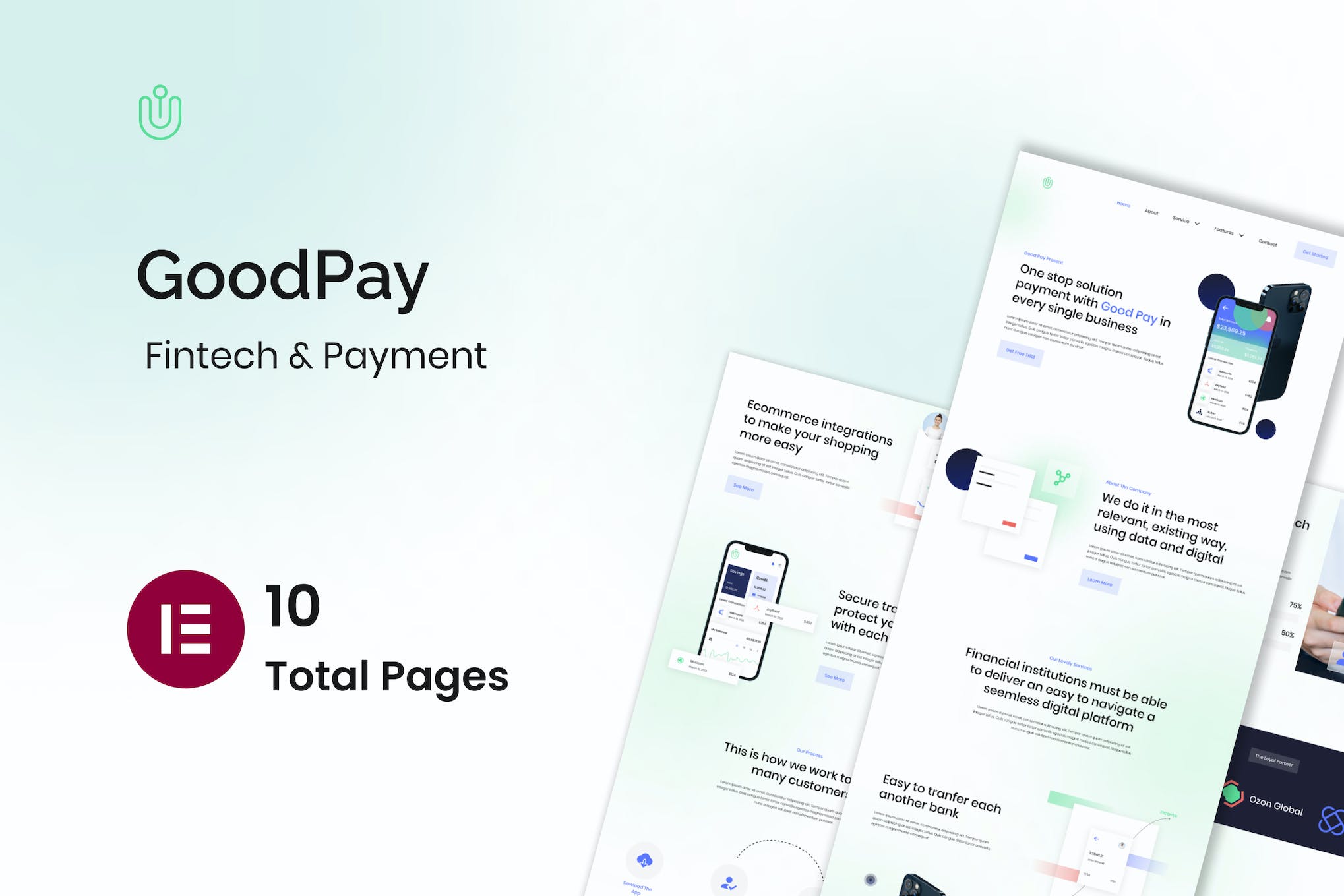 Goodpay - Fintech Elementor Template Kit template kit cover image