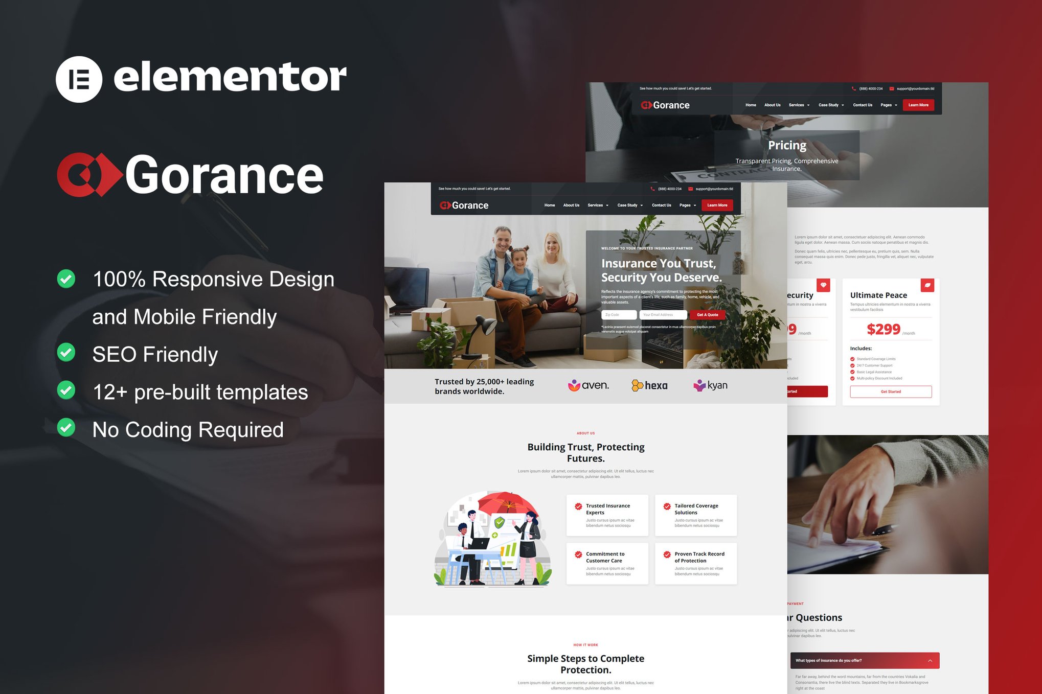Gorance - Insurance Agency Elementor Pro Template Kit template kit cover image