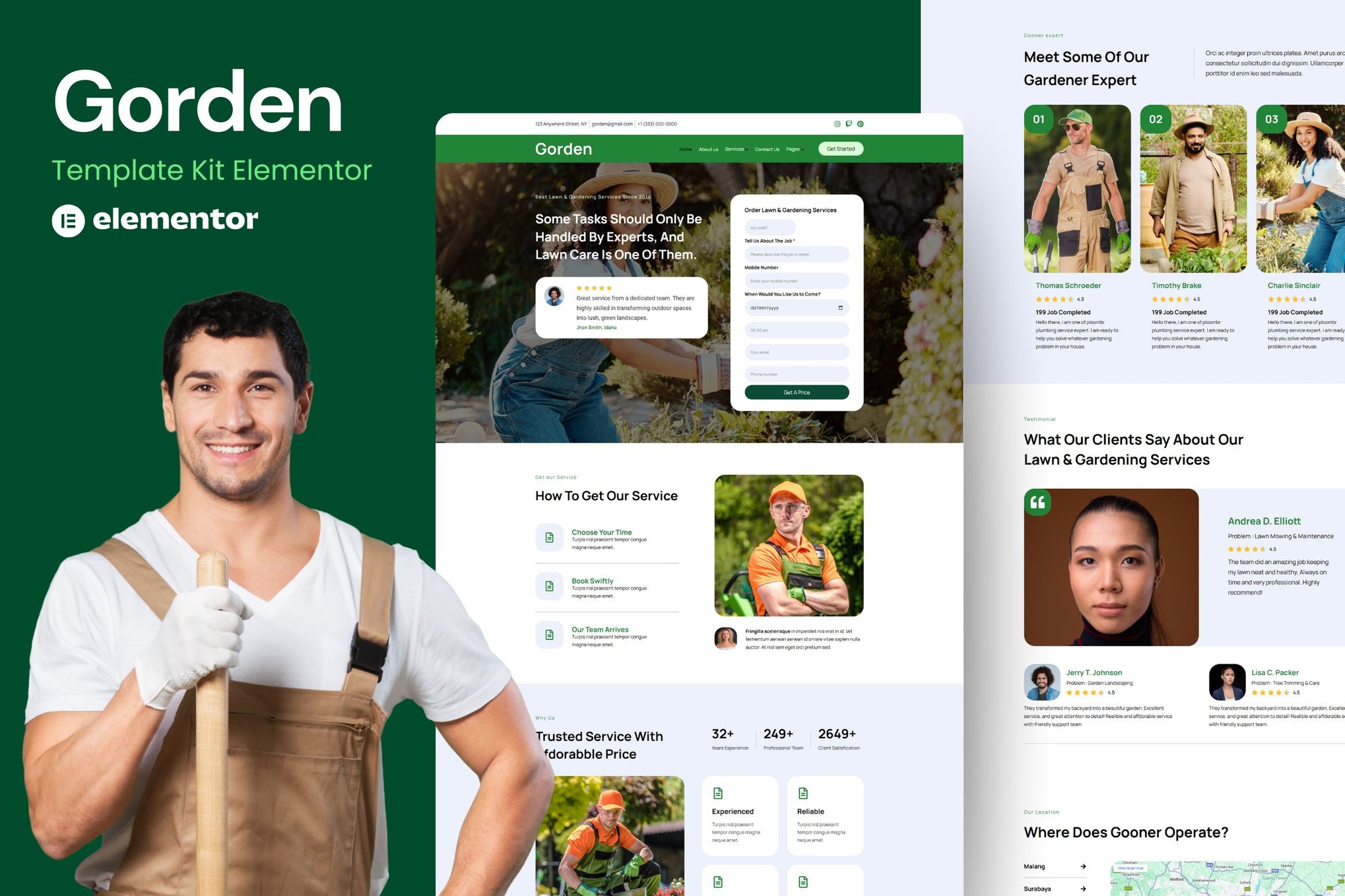Gorden - Lawn & Gardening Service Elementor Template Kit template kit cover image