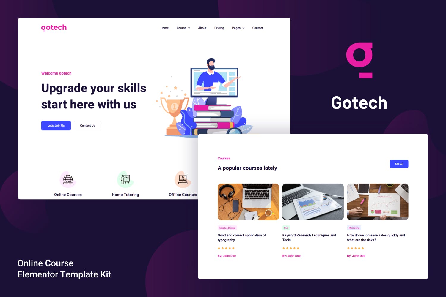 Gotech - Online Course Elementor Template Kit template kit cover image