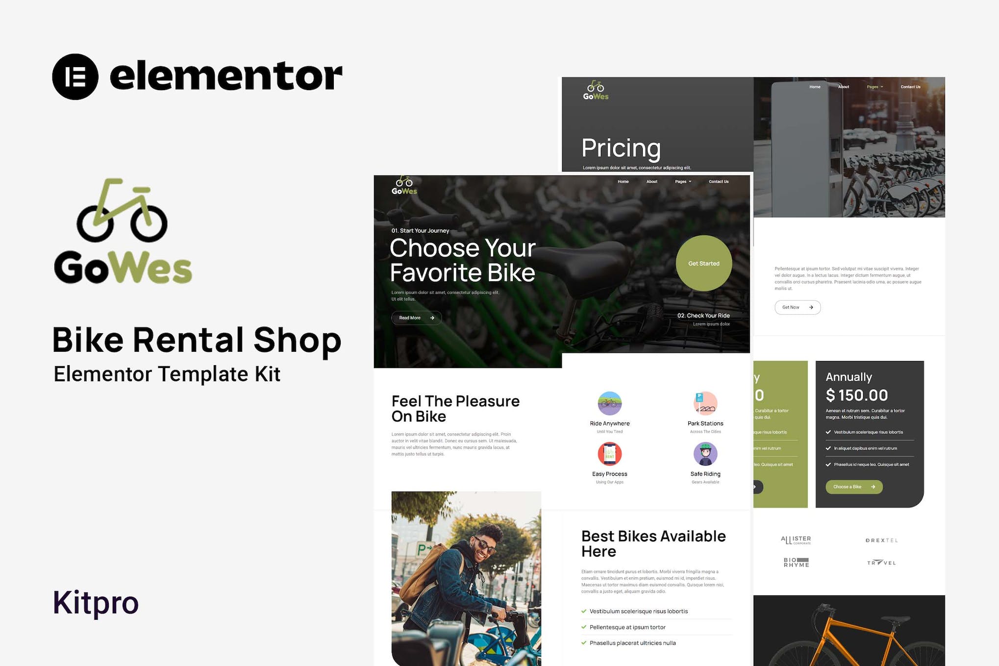 Gowes - Bike Rental Shop Elementor Template Kit template kit cover image