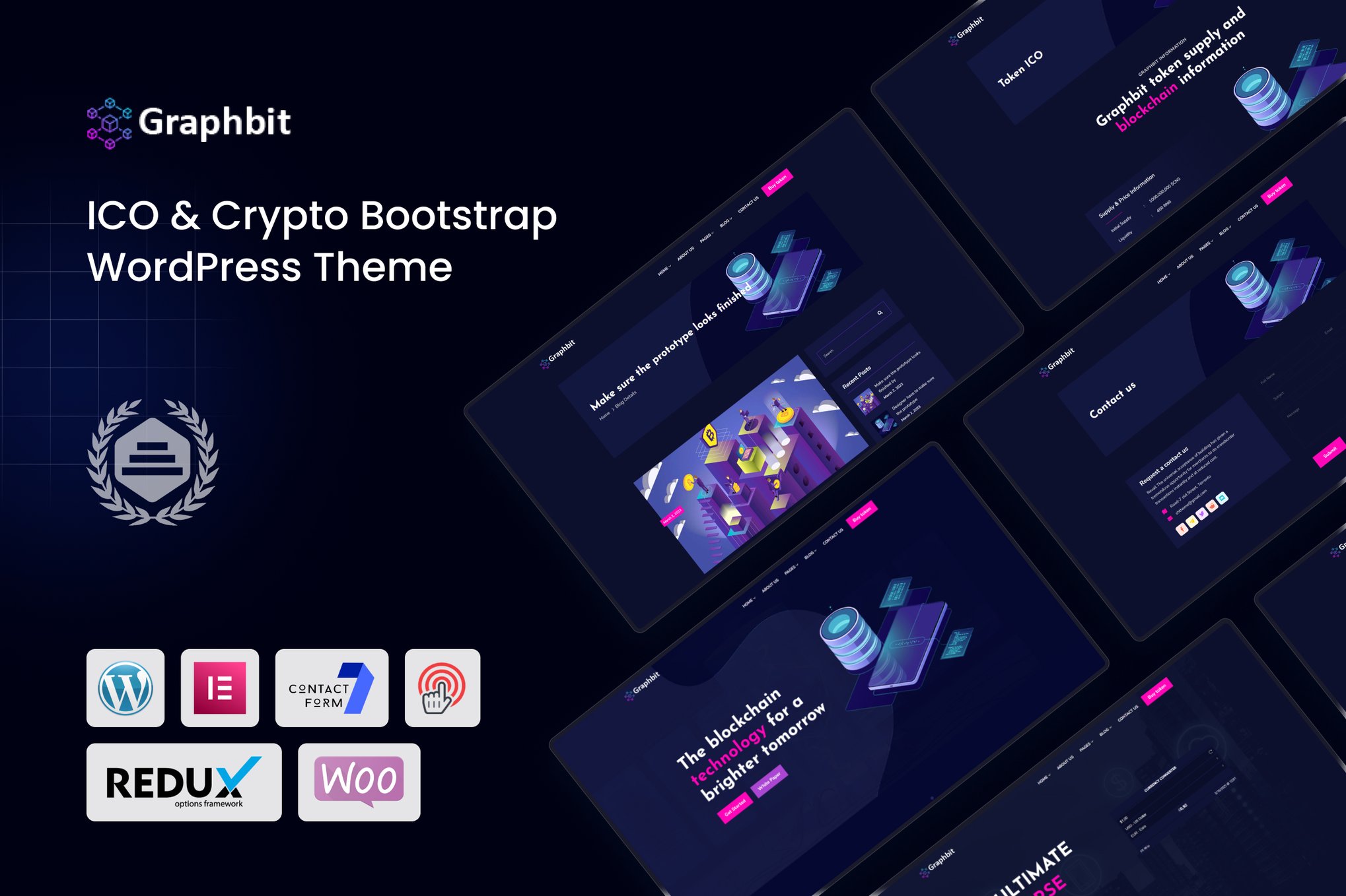Graphbit - ICO & Crypto Bootstrap WordPress Theme theme cover image