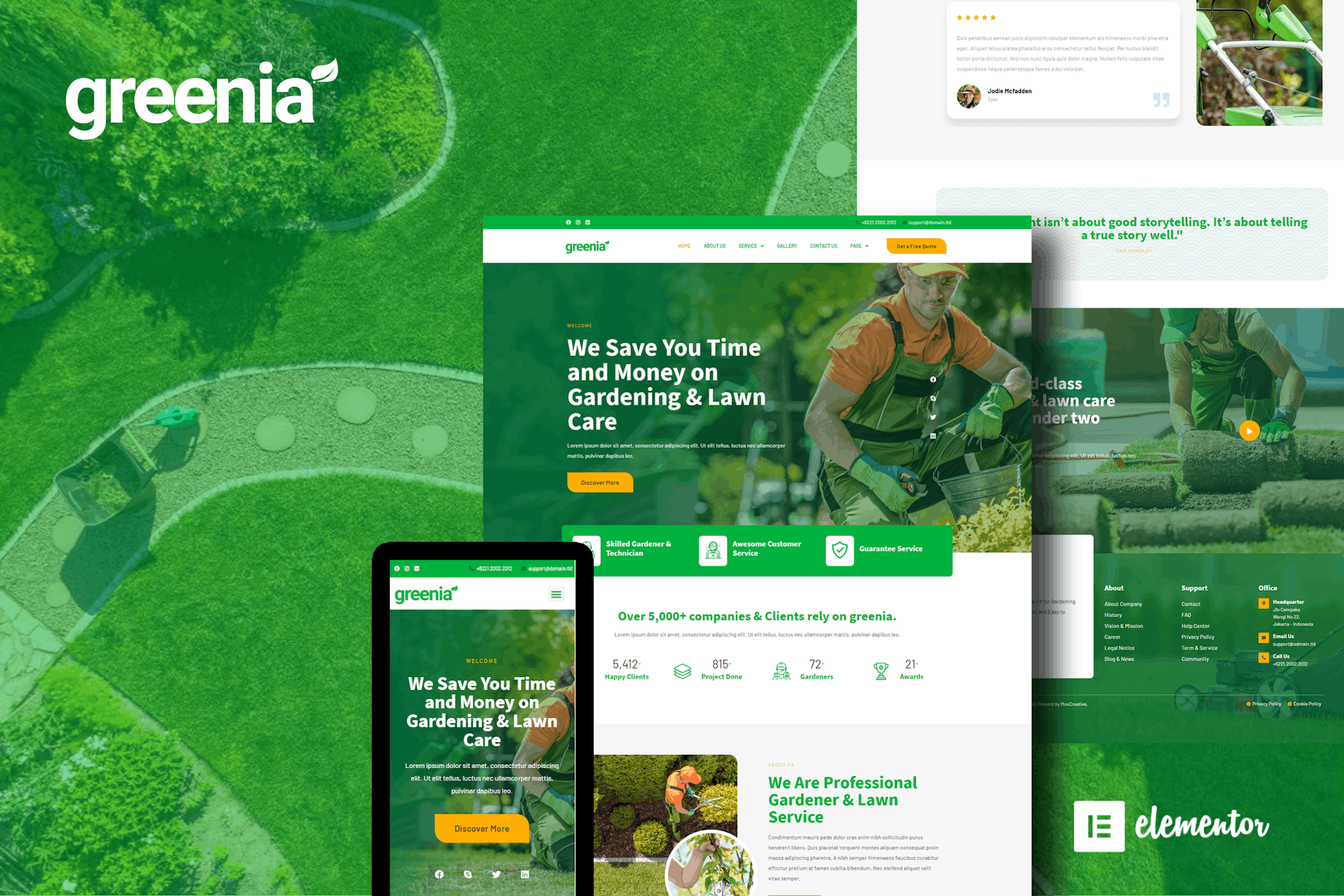 Greenia - Landscape & Gardening Elementor Template Kit template kit cover image