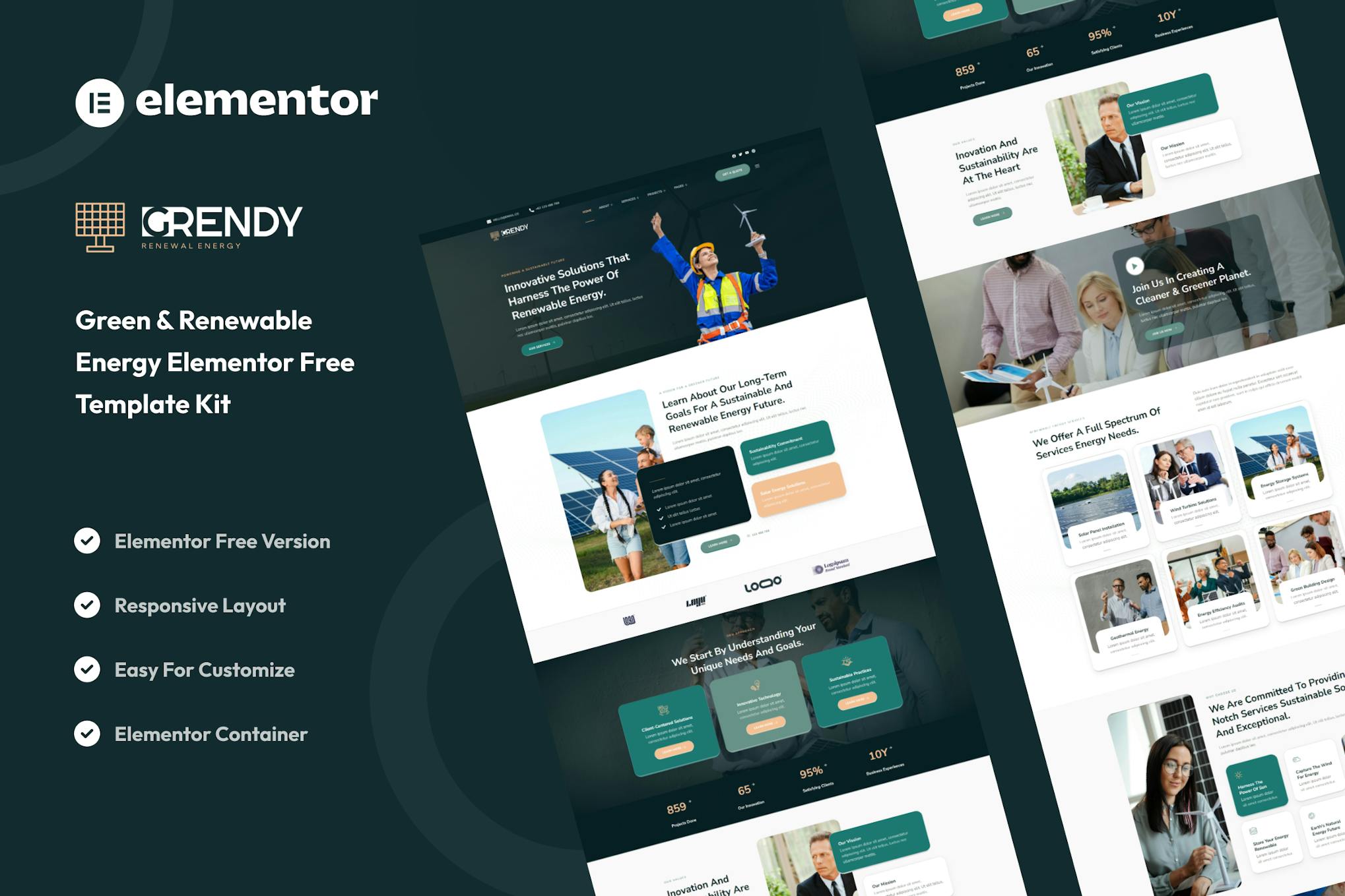 Grendy - Green & Renewable Energy Solutions Elementor Template Kit template kit cover image