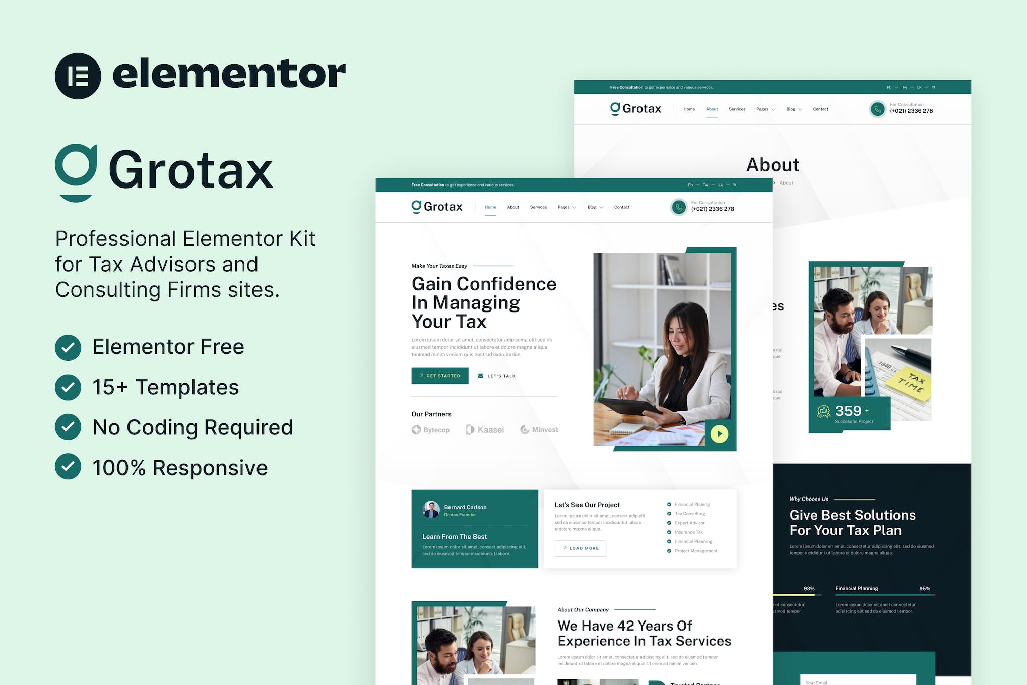 Grotax – Tax Advisor & Consulting Firm Elementor Template Kit template kit cover image