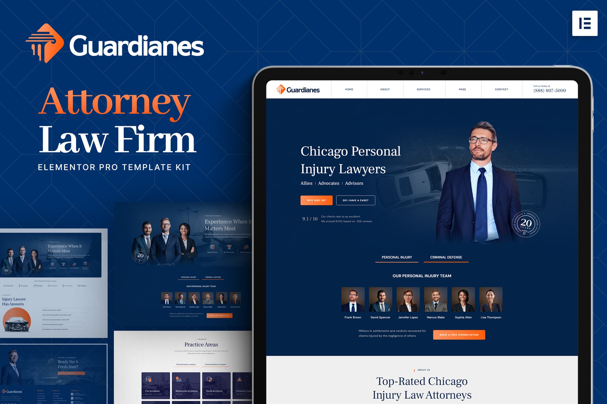 Guardianes - Attorney Law Firm Elementor Pro Template Kit template kit cover image