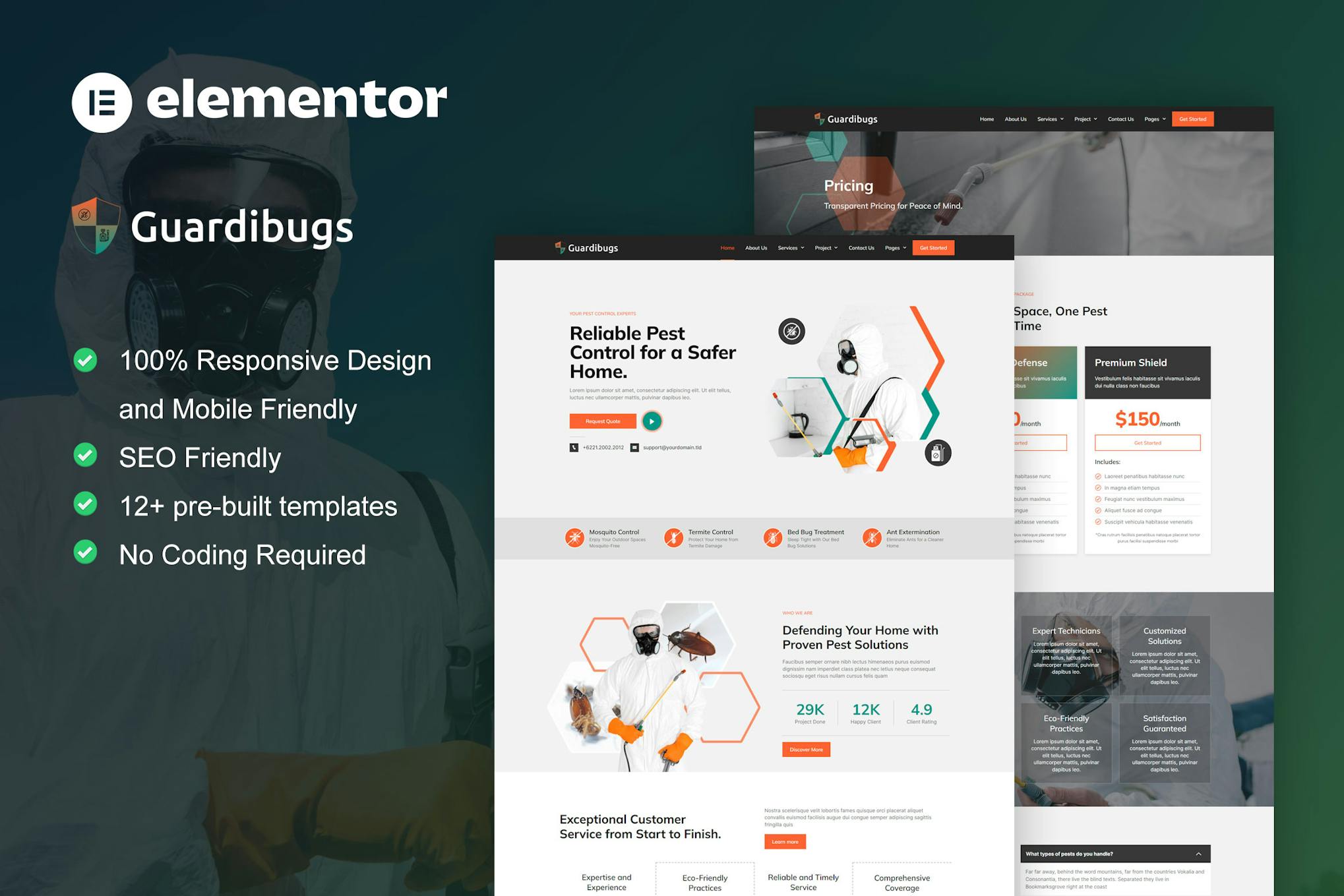 Guardibugs - Pest Control Service Elementor Pro Template Kit template kit cover image