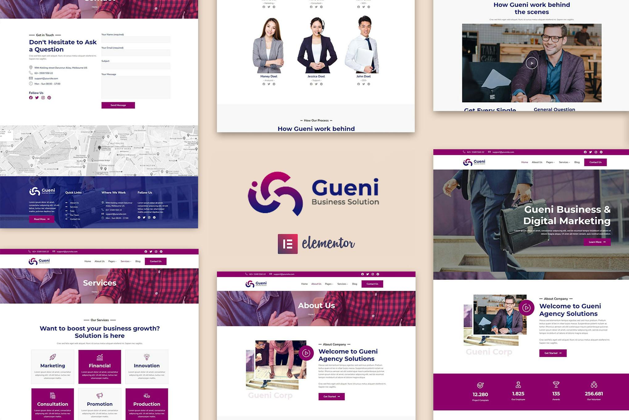 Gueni - Business Solution Elementor Template Kit template kit cover image