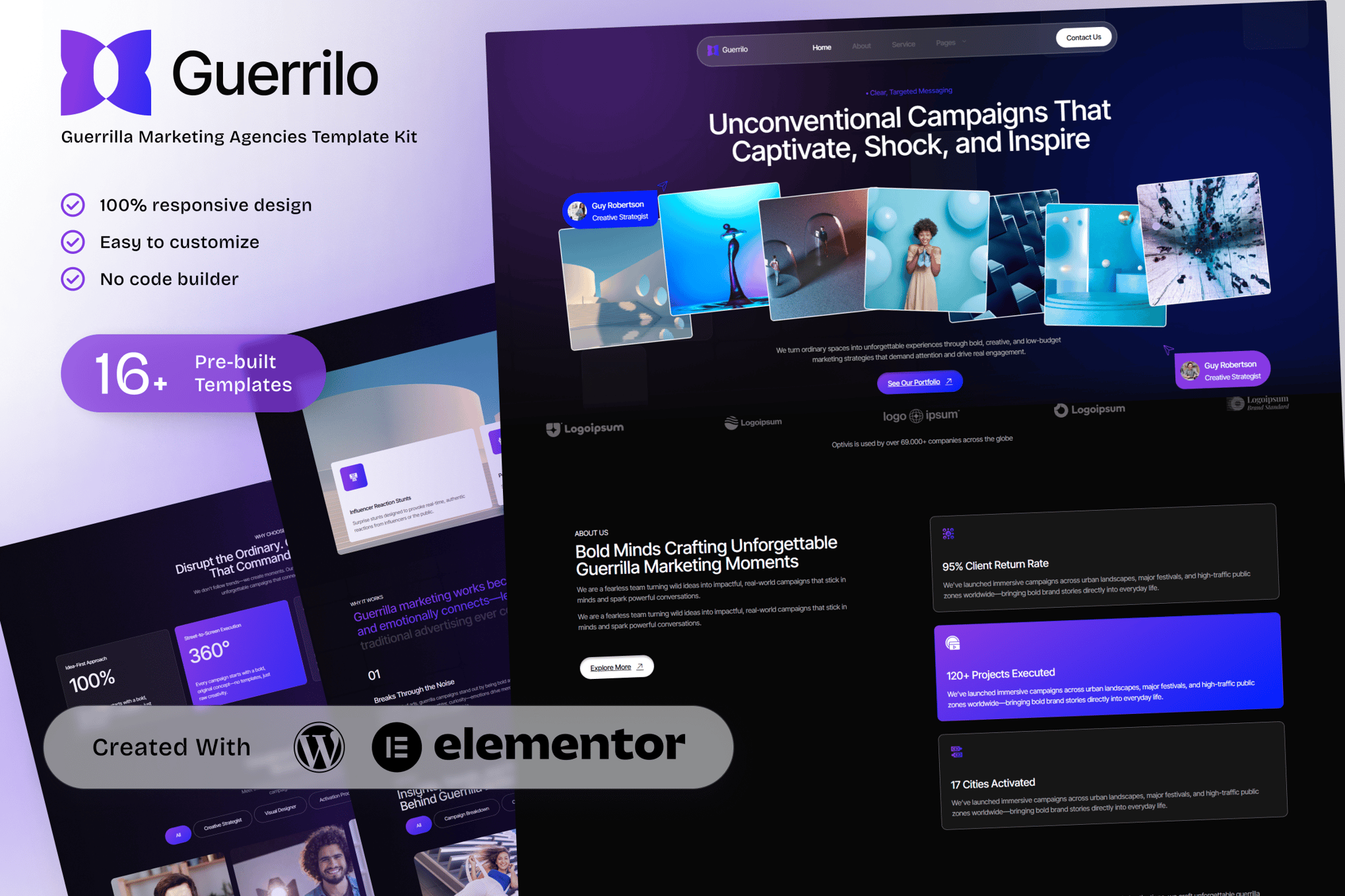 Guerrilo - Guerrilla Marketing & Brand Activation Elementor Template Kit template kit cover image