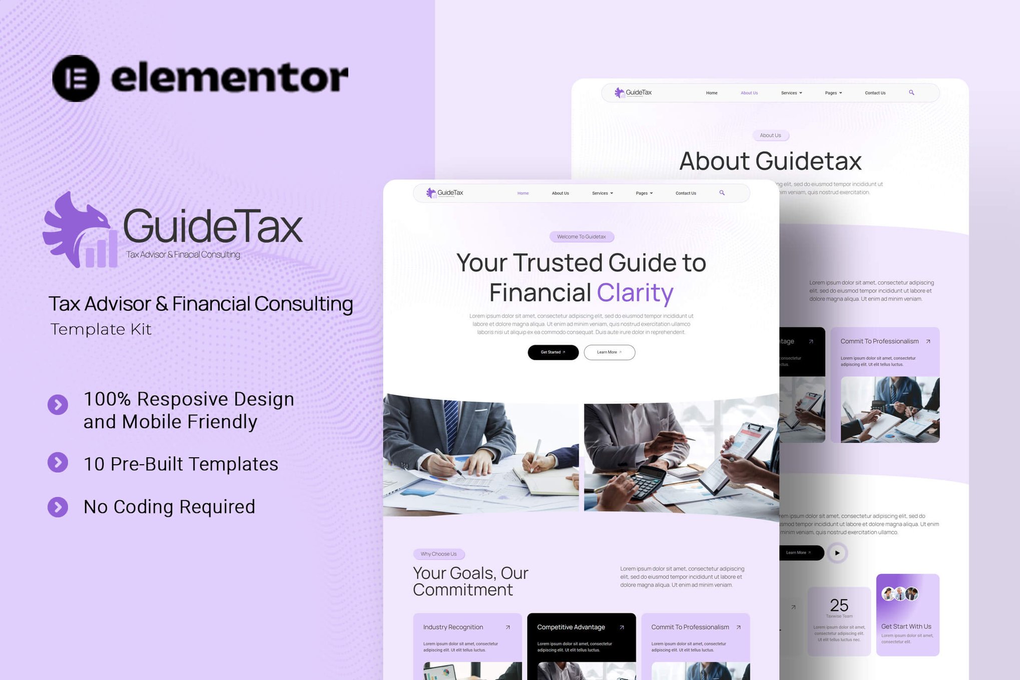GuideTax - Tax Advisor & Financial Colsulting Elementor Template Kit template kit cover image