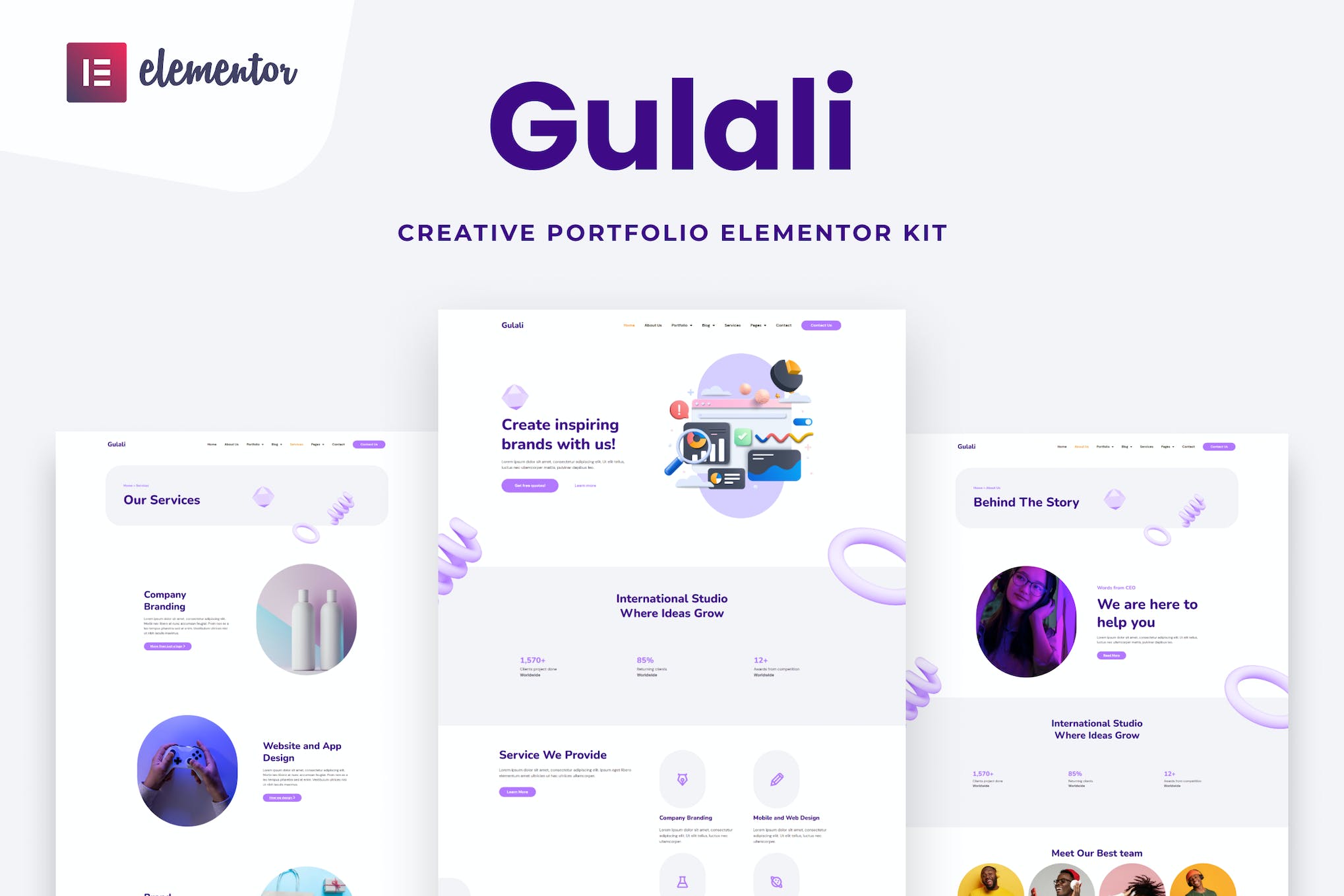 Gulali - Creative Portfolio Elementor Template Kit template kit cover image